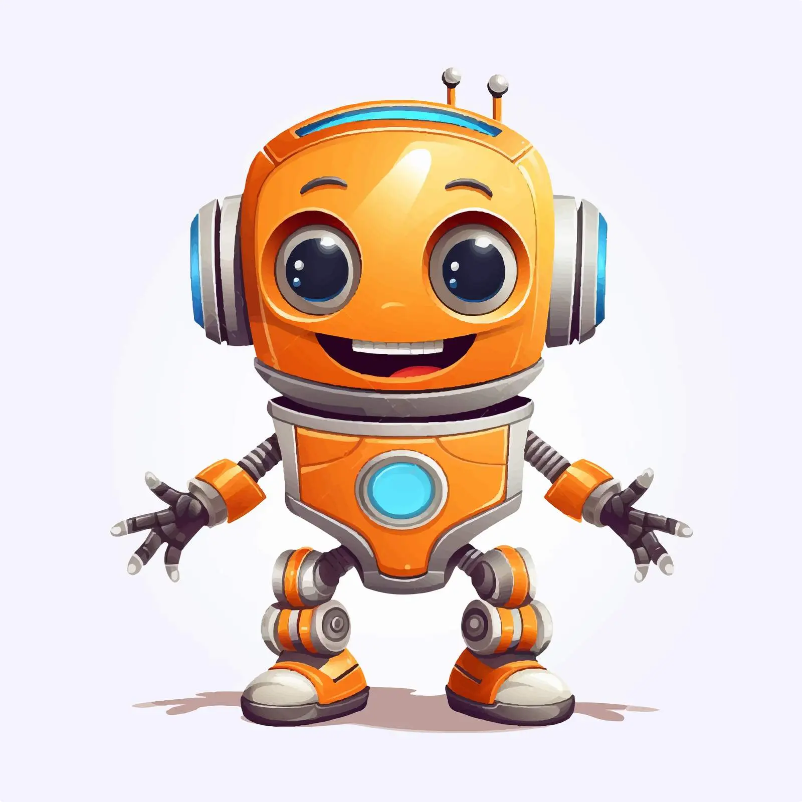 Cheerful Cartoon Robot Character Vector Illustration — free download from Dotvec
