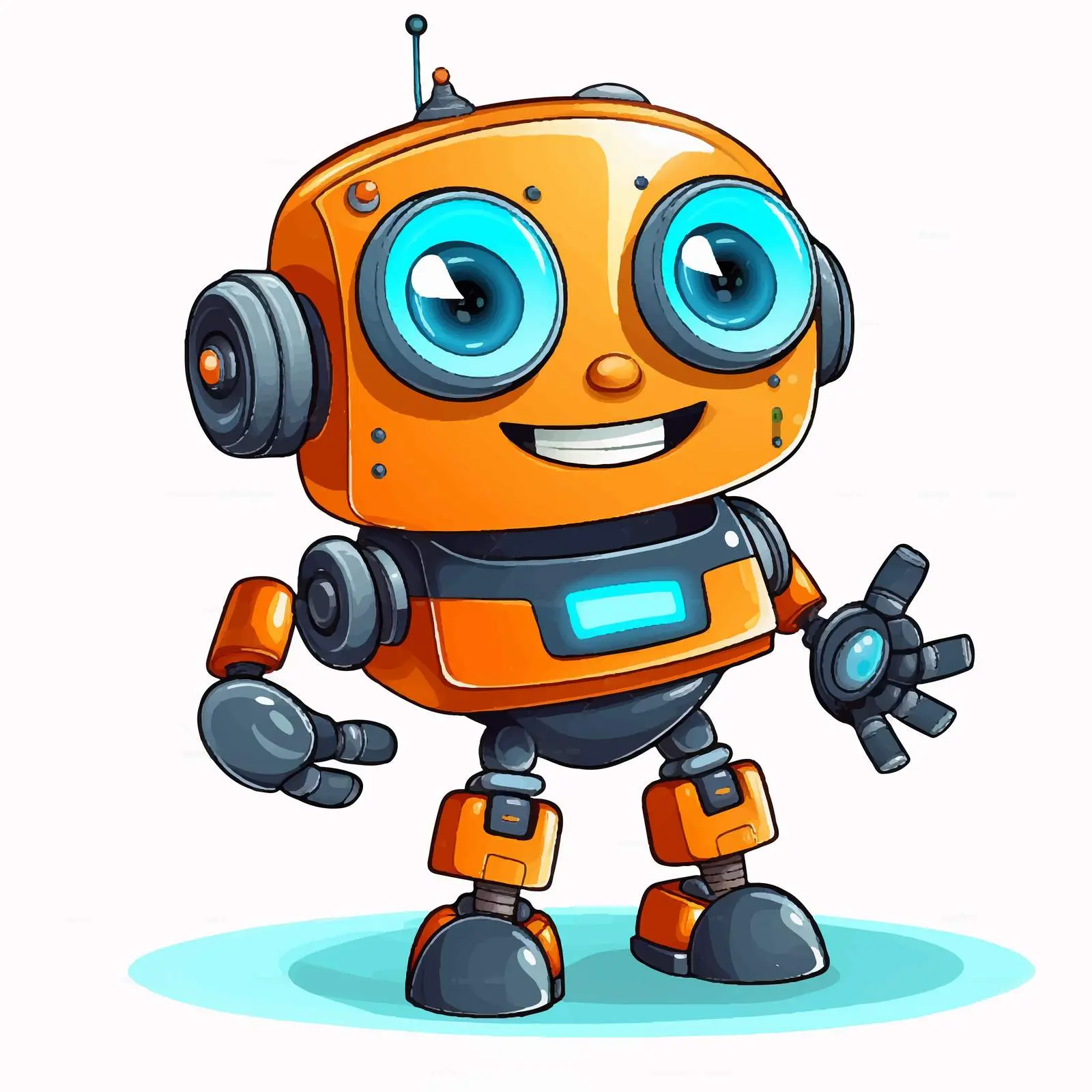 Cheerful Cartoon Bot Character Vector Illustration — free download from Dotvec