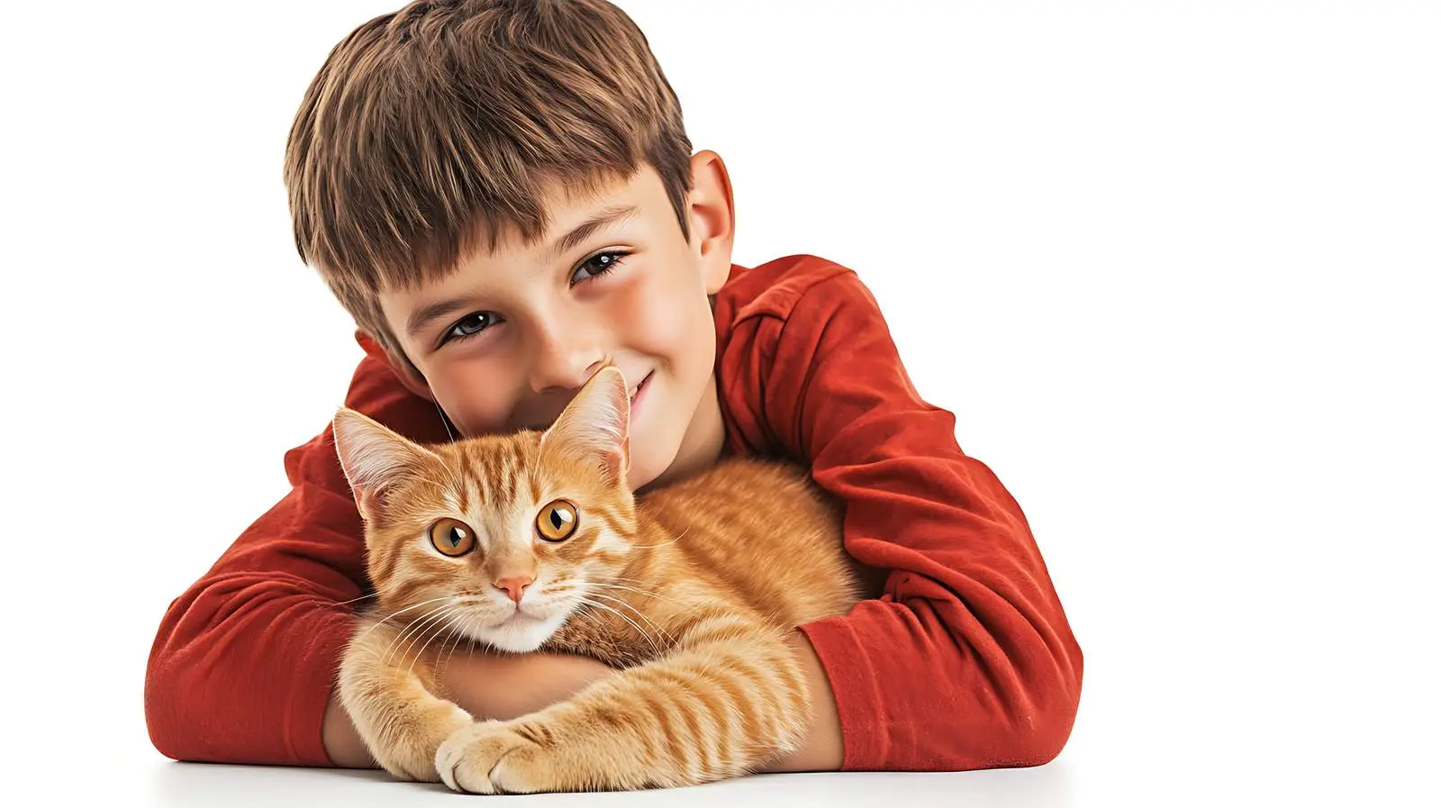 Happy Boy and Cat Together in Harmony — free download from Dotvec