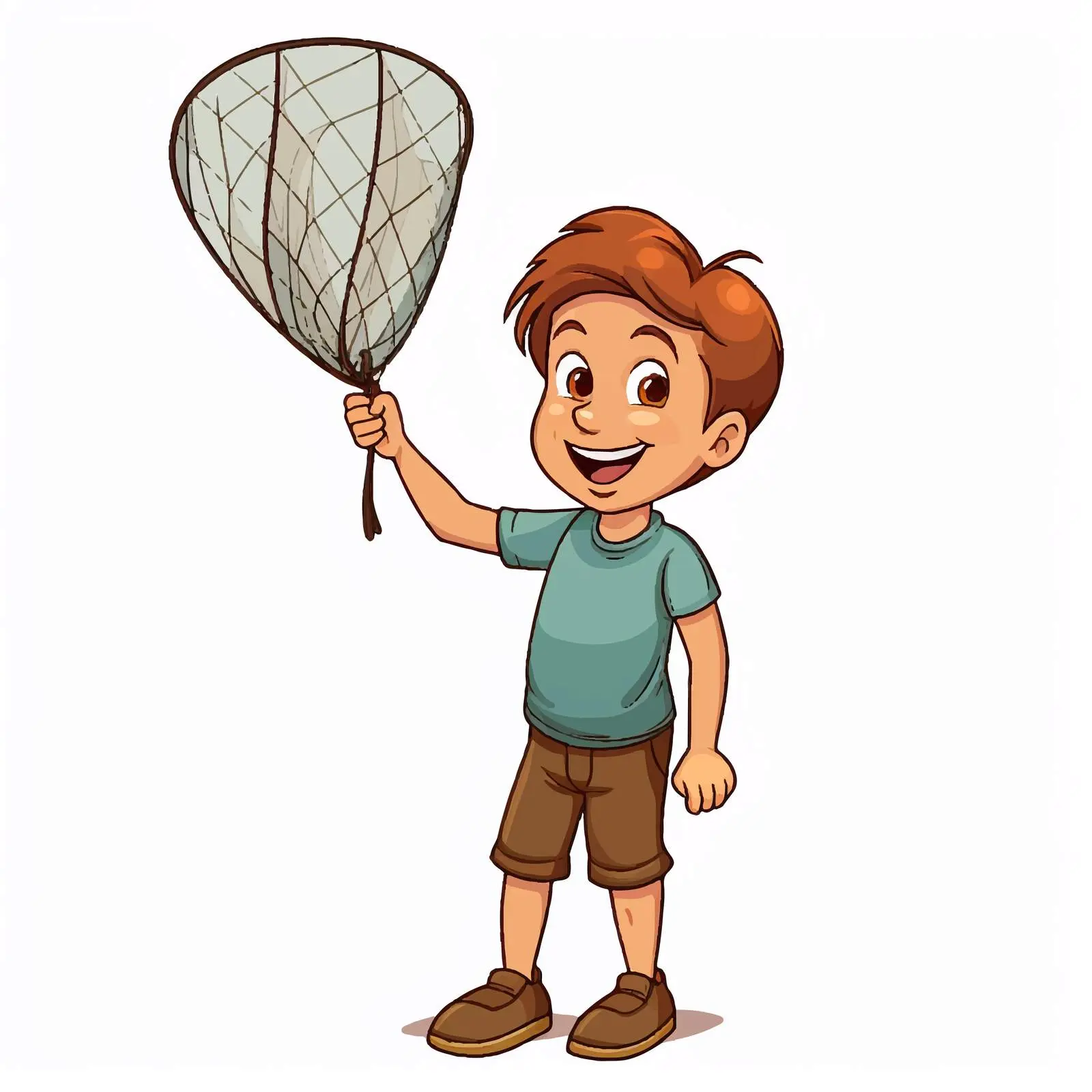 Happy Boy with Butterfly Net Vector Illustration – free playful boy image from Dotvec