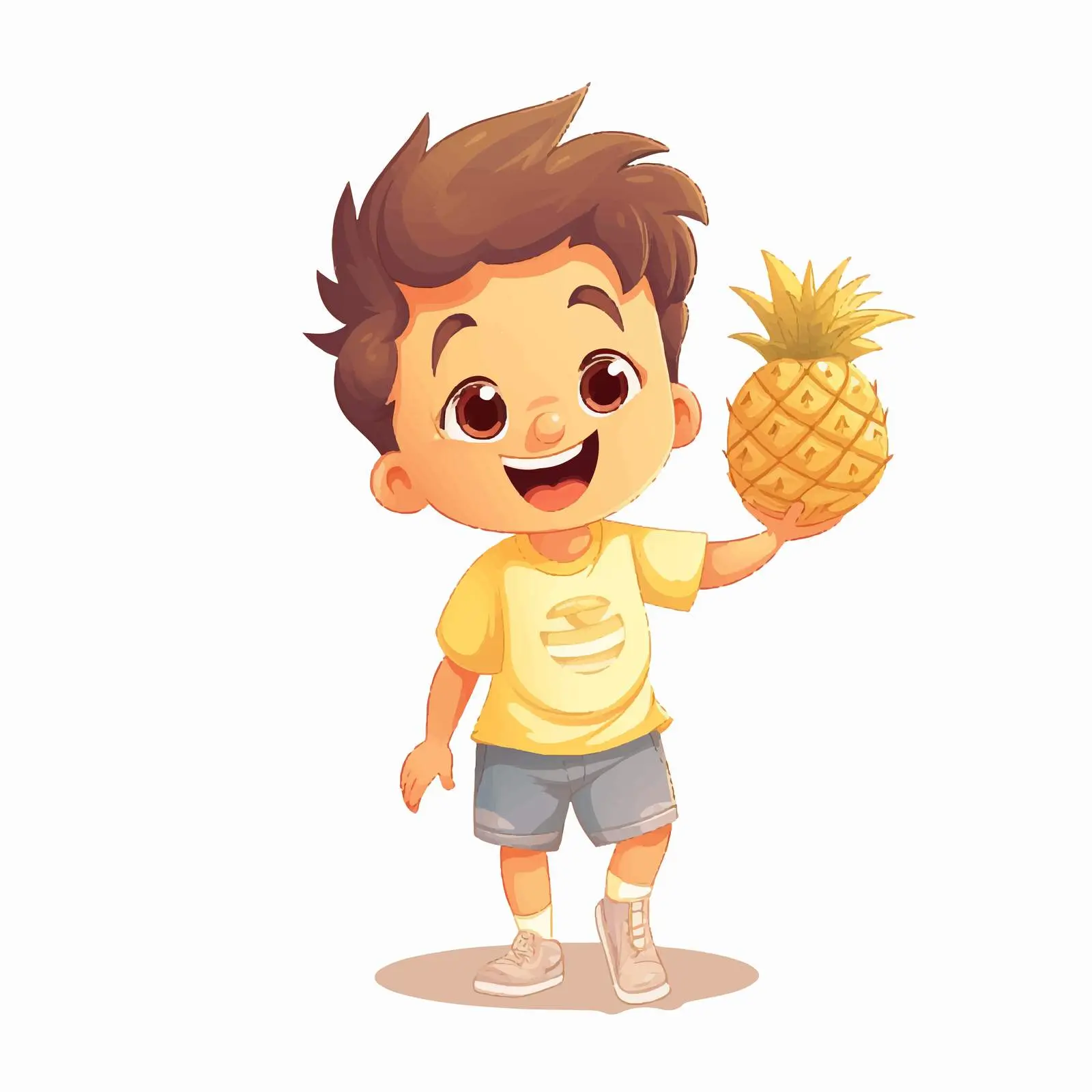 Cheerful Boy with Pineapple Cartoon Illustration — free download from Dotvec