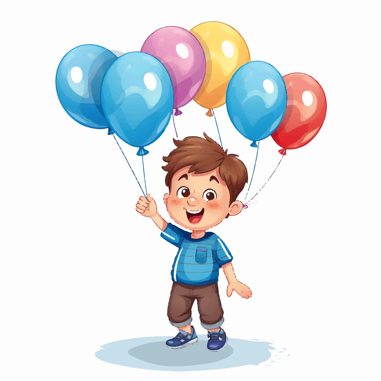 Happy Boy Waving with Colorful Balloons — free download from Dotvec