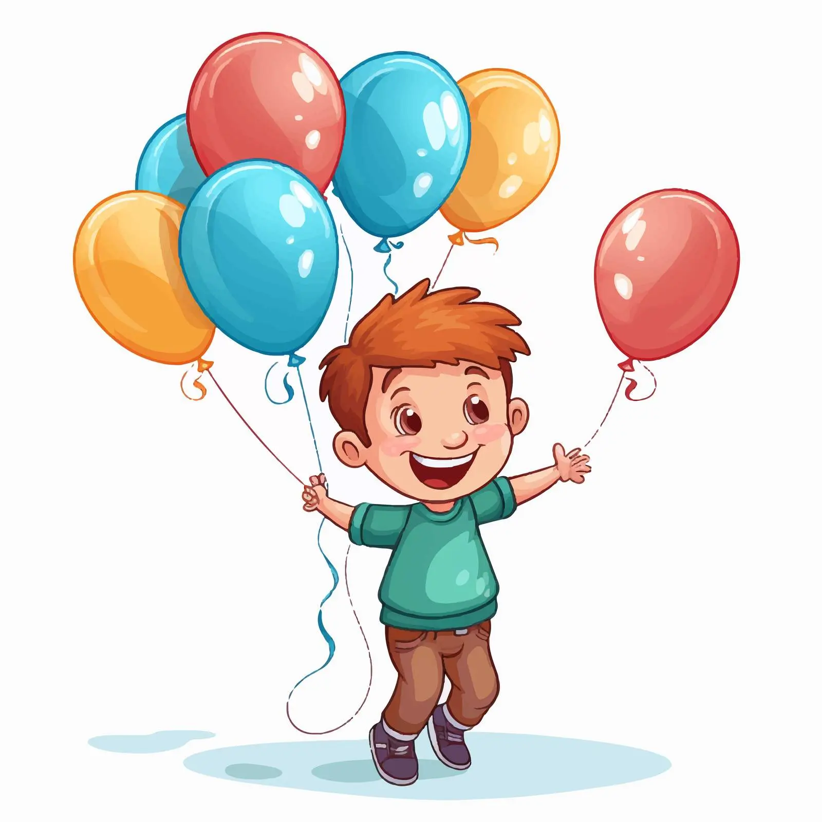 Cheerful Boy Waving with Colorful Balloons — free download from Dotvec