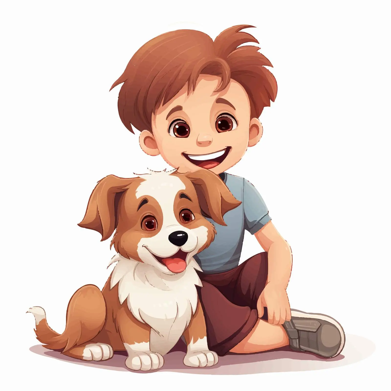 Happy Boy Playing with Dog Cartoon Vector — free download from Dotvec