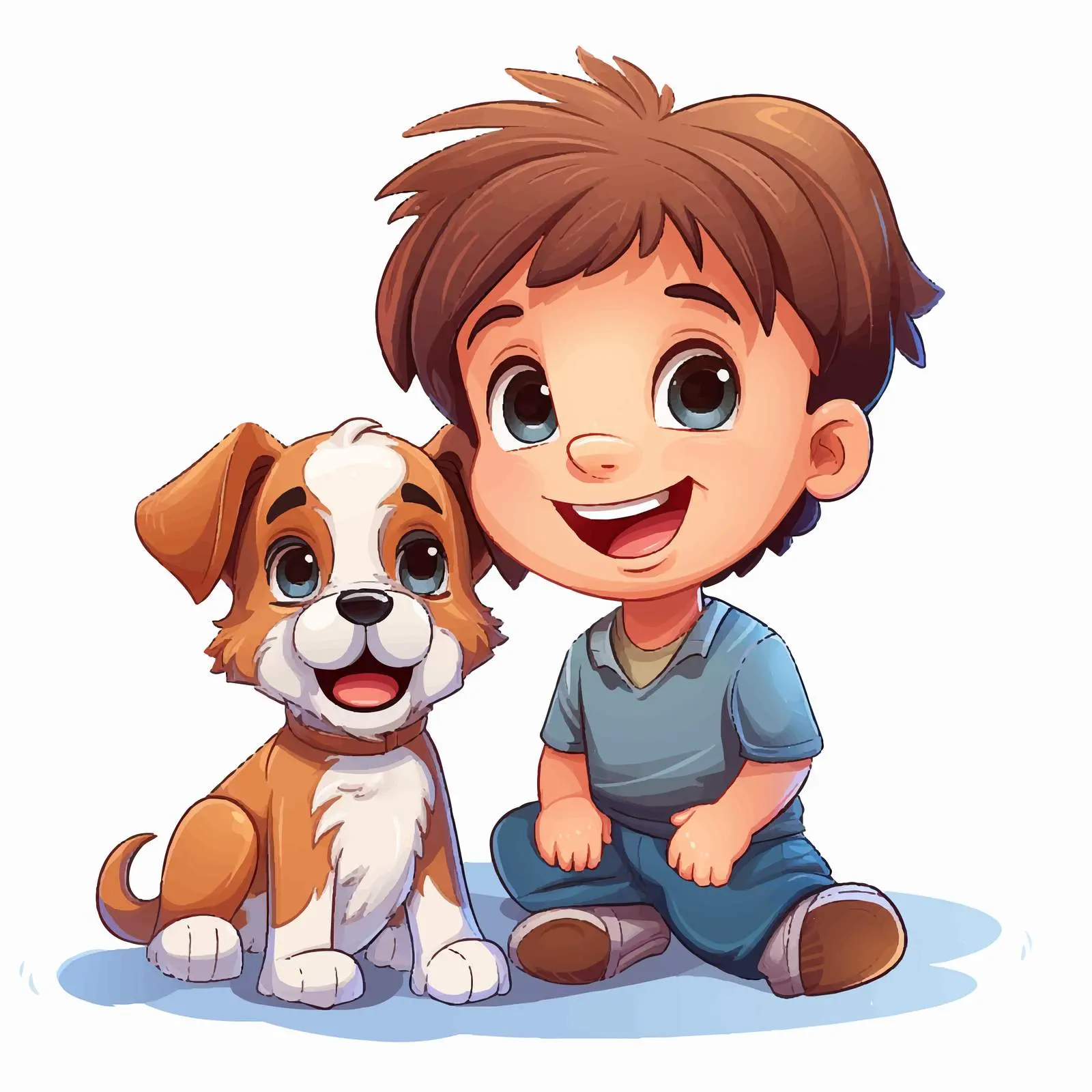 Happy Boy Playing with Dog Cartoon Vector — free download from Dotvec
