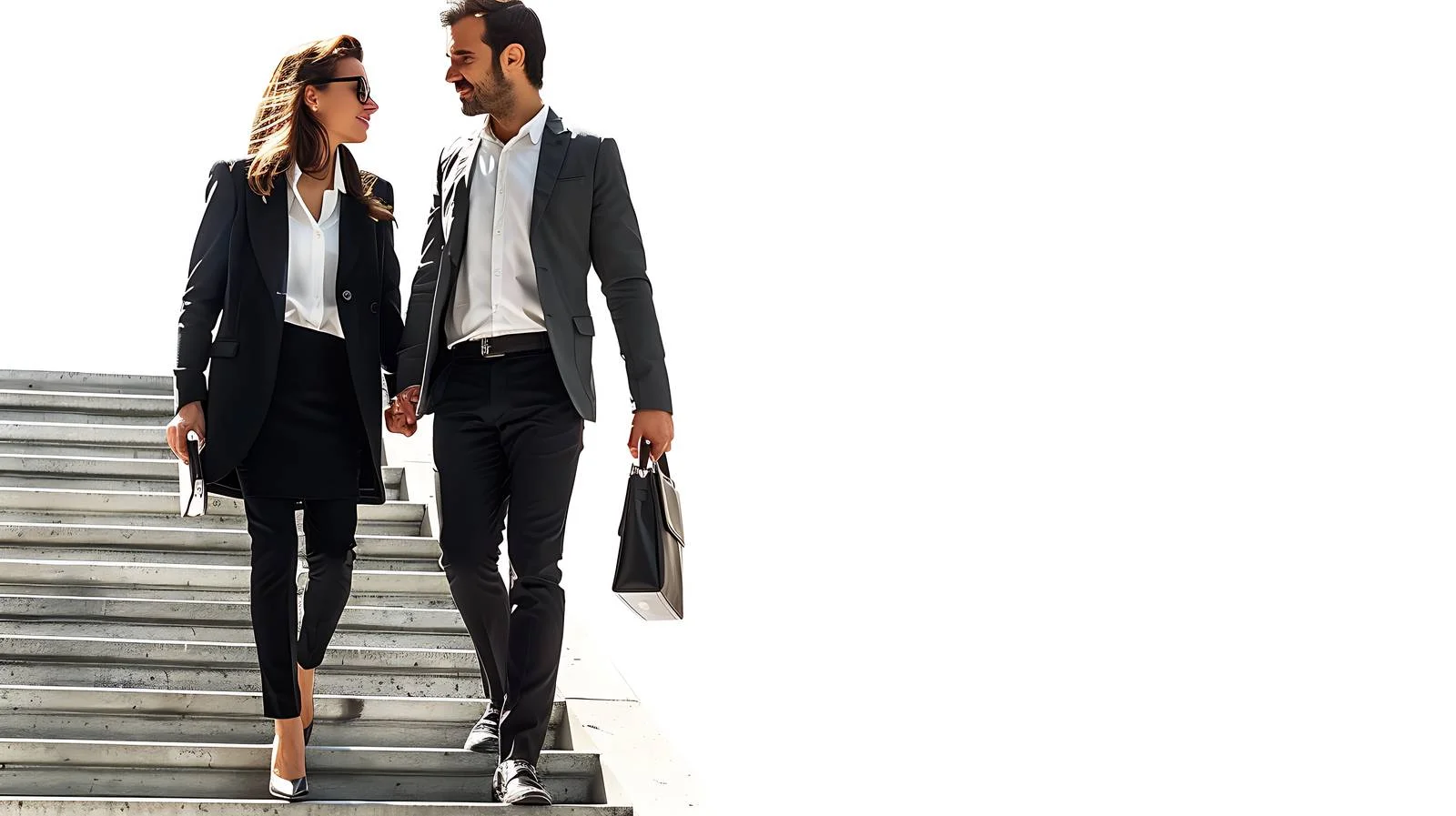 Urban Business Couple Descending Stairs — free download from Dotvec