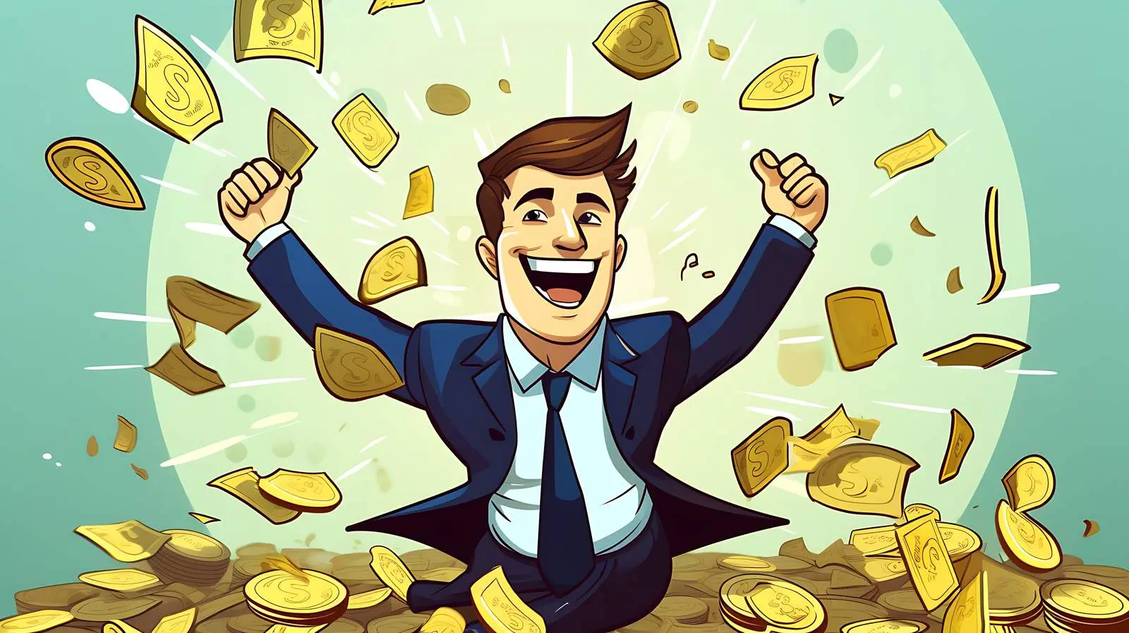 Successful Businessman with Money Illustration — free download from Dotvec