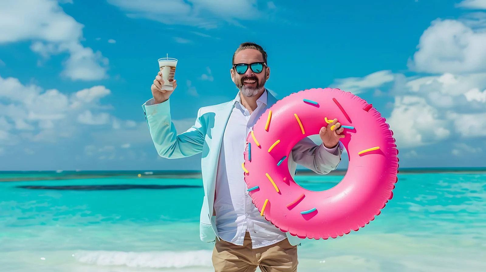 Cheerful Businessman with Inflatable Don — free download from Dotvec