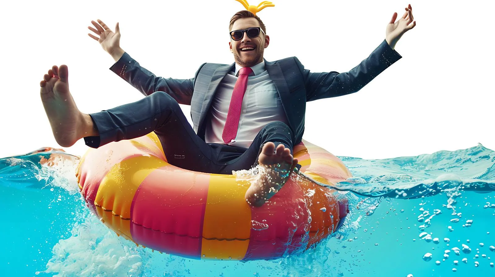 Cheerful Businessman on Donut Float — free download from Dotvec