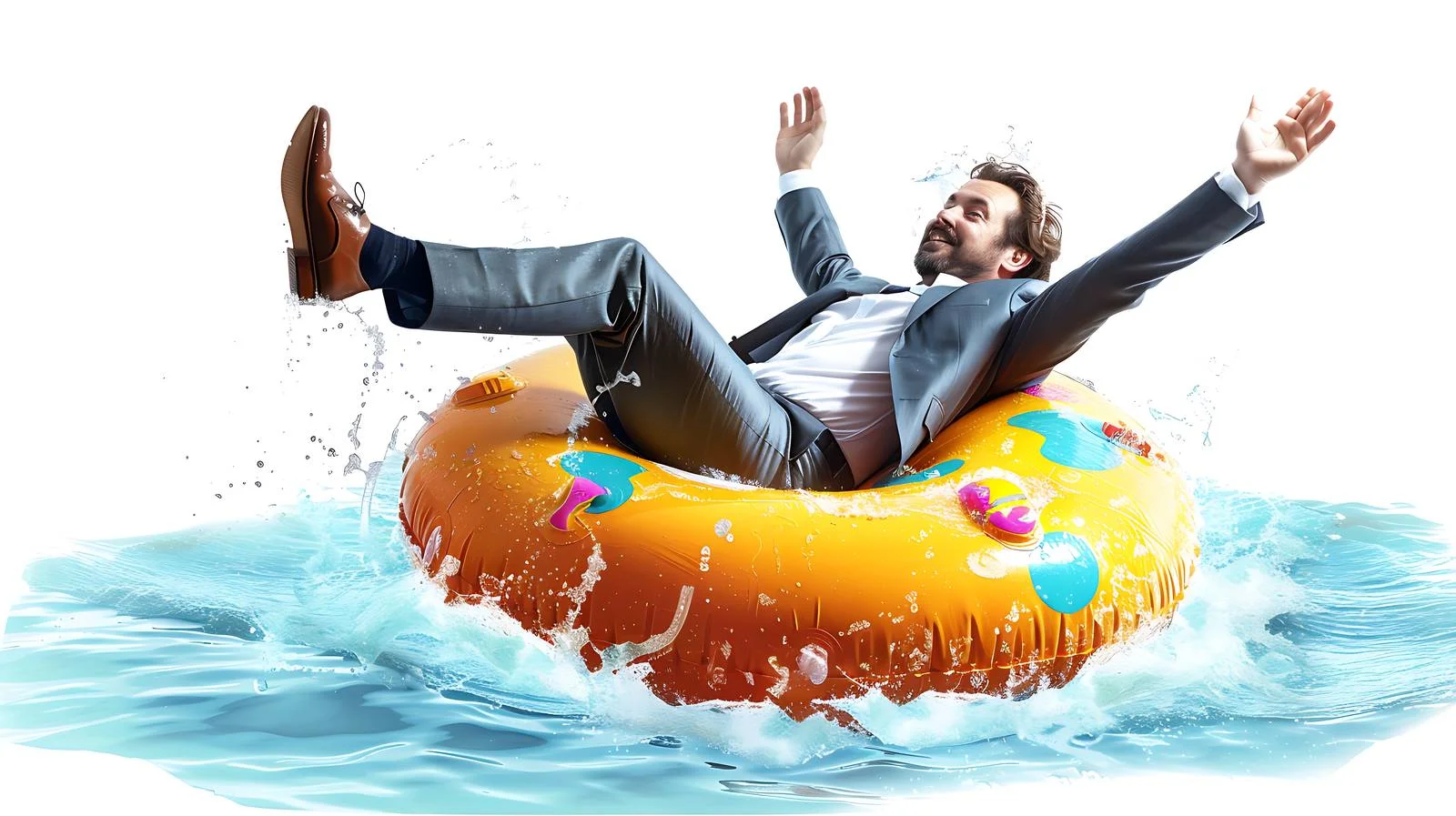 Joyful Businessman Inflatable Donut Image — free download from Dotvec