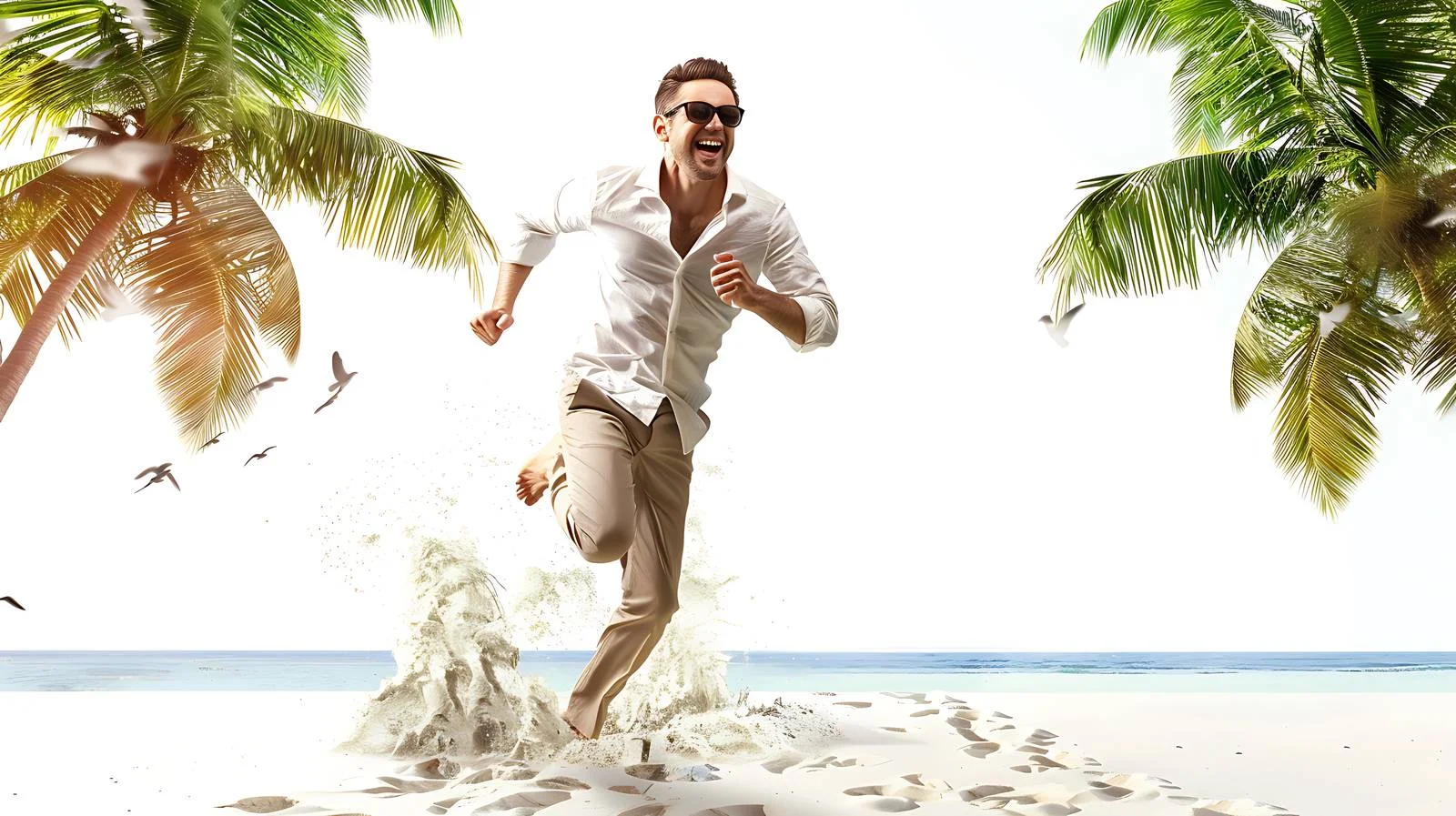 Energetic Businessman Escaping Work in Tropics — free download from Dotvec