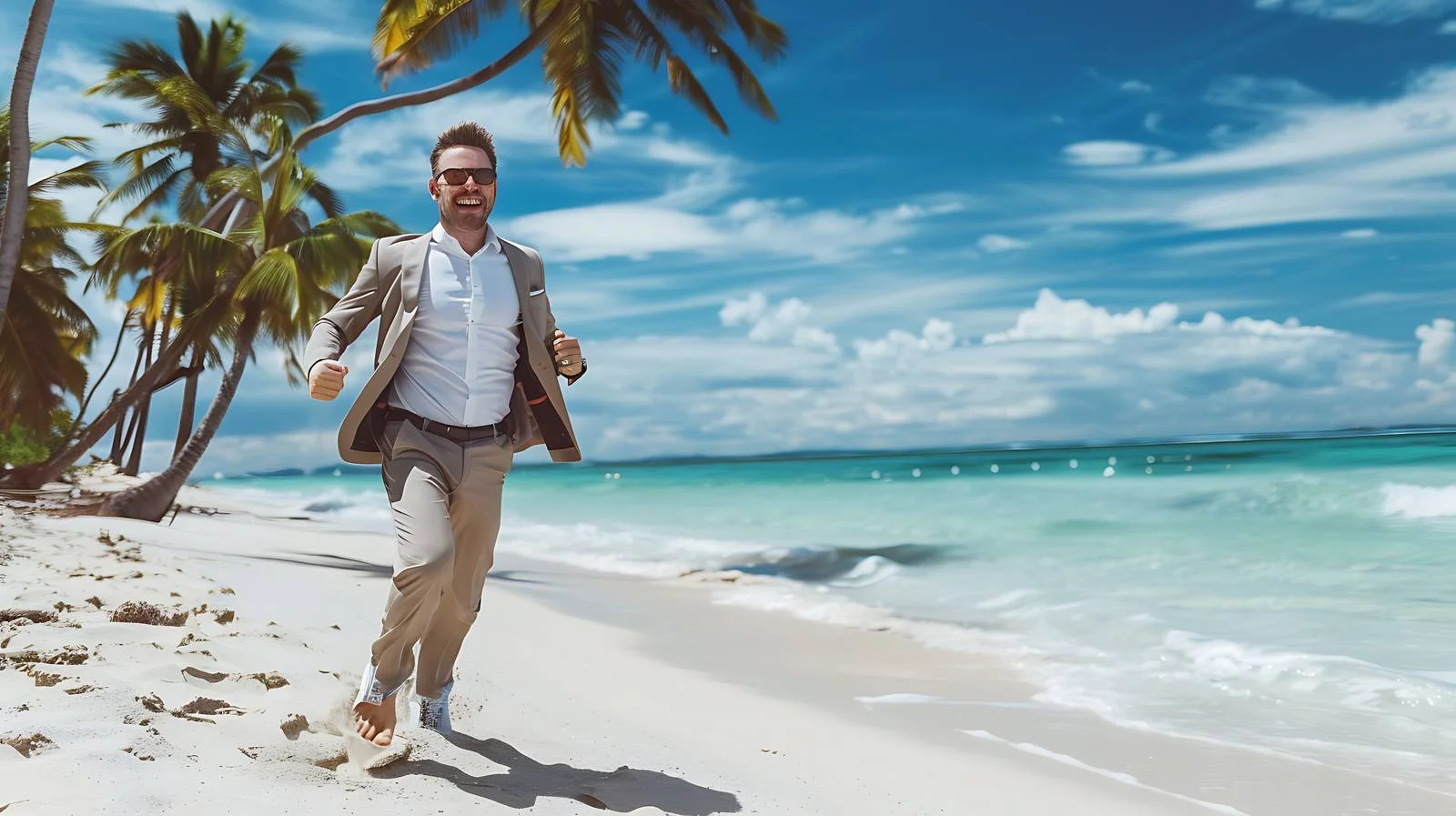 Energetic Businessman Escaping Tropical Work — free download from Dotvec