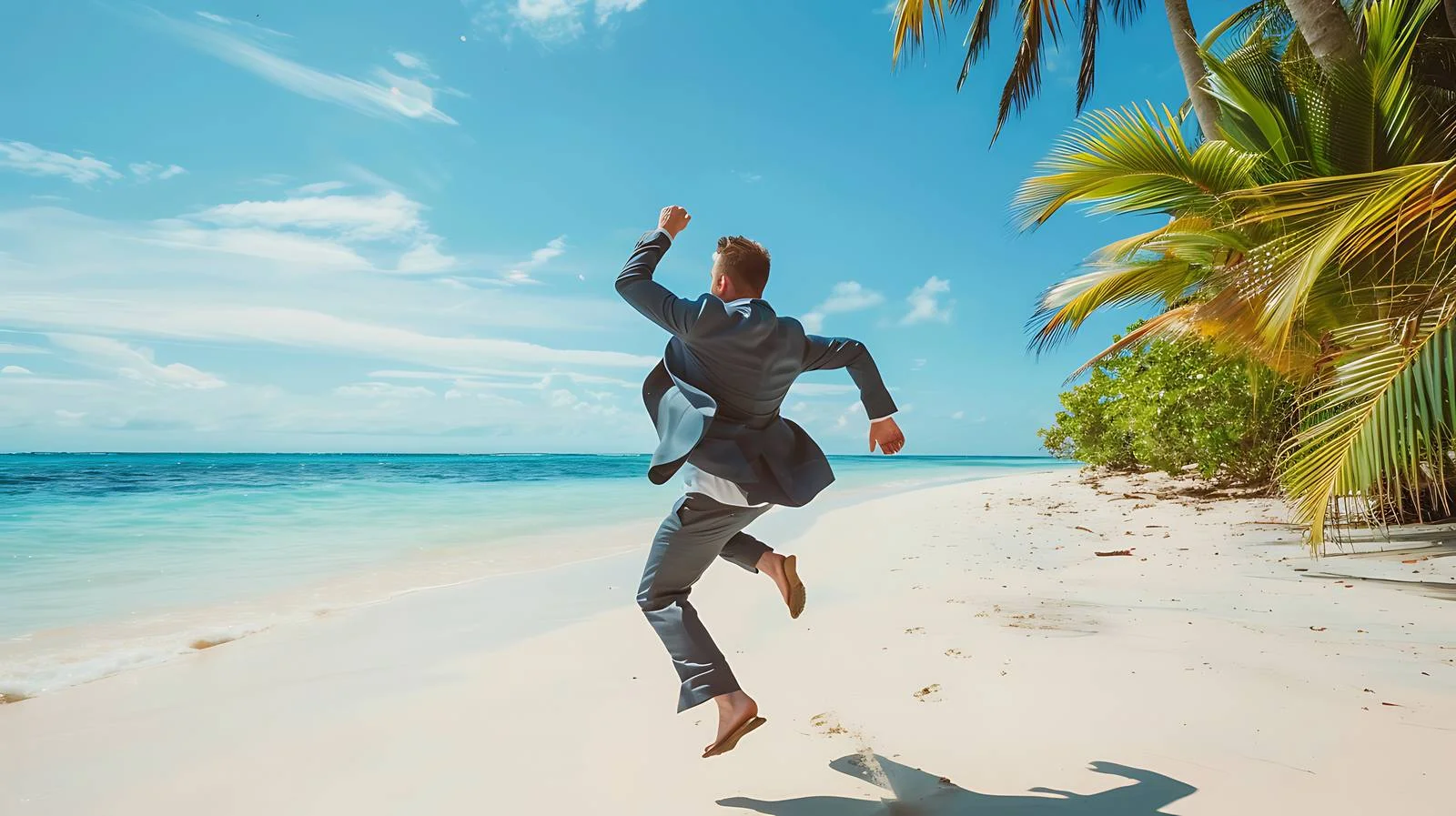 Fleeing Businessman on Tropical Island — free download from Dotvec