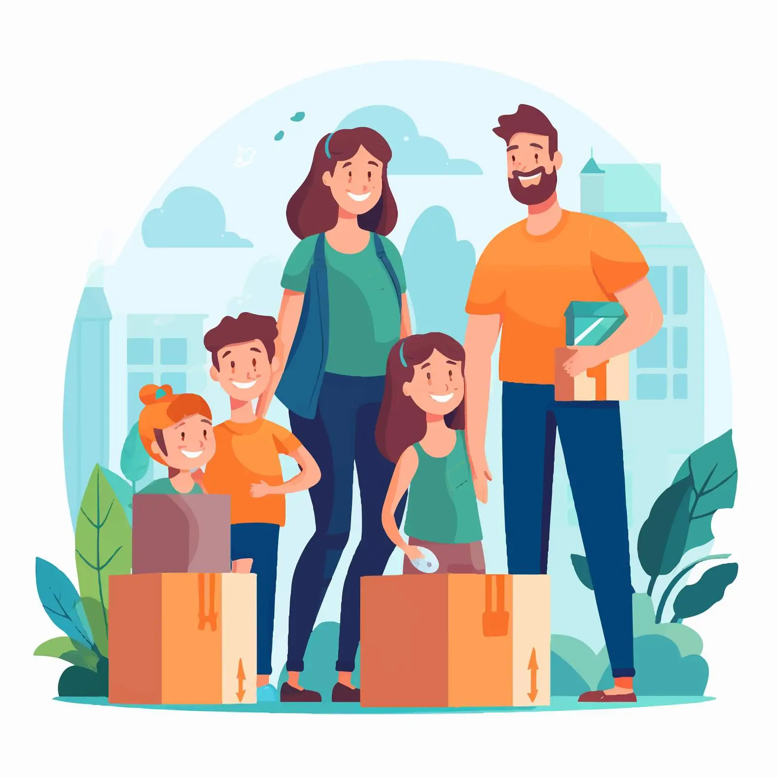 Cheerful Family Moving to New Apartment — free download from Dotvec