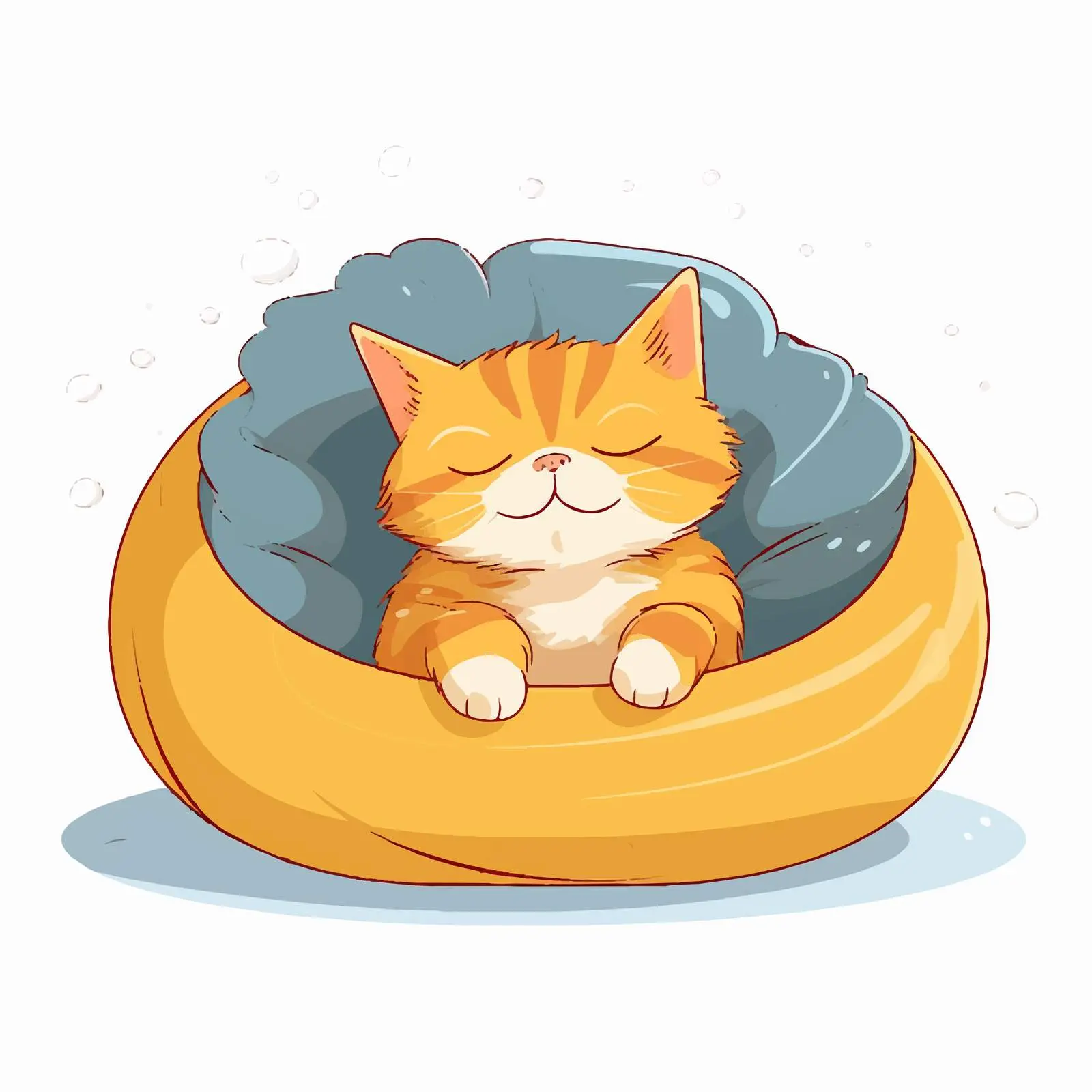 Cute Cat Resting on Pet Cushion Bed — free download from Dotvec