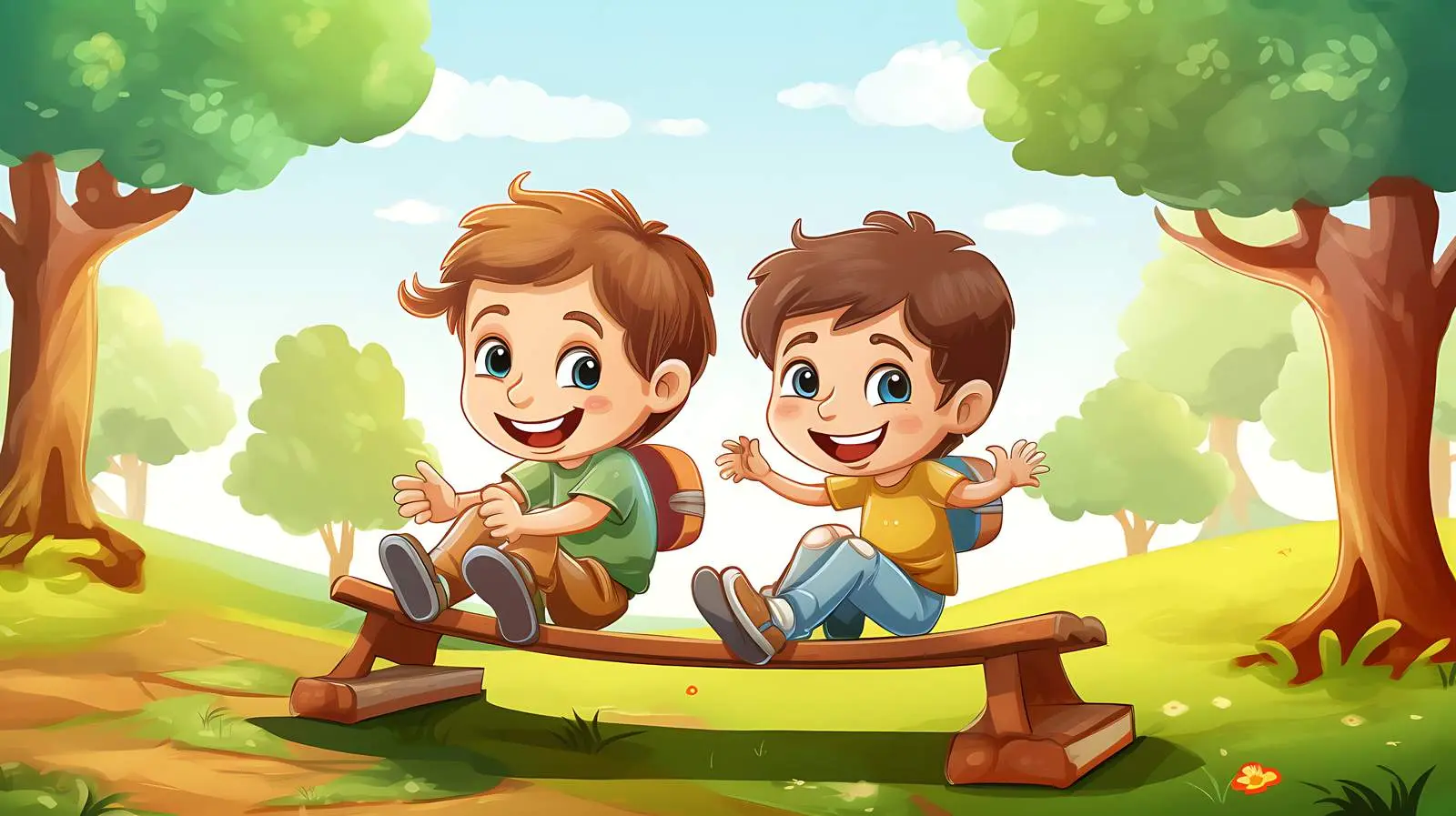 Joyful Kids Seesaw Park Scene — free download from Dotvec