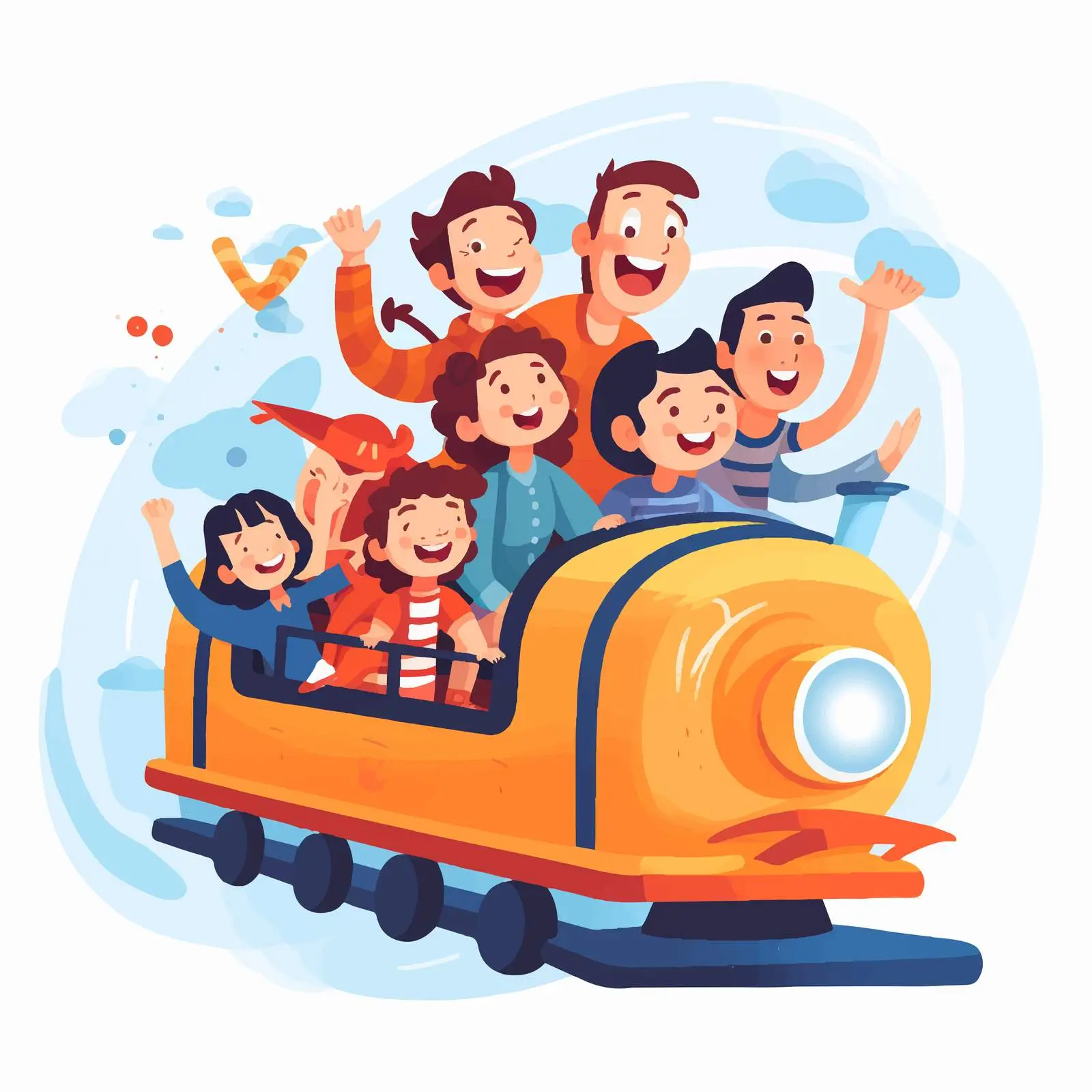 Happy Children Riding a Train Vector Illustration — free download from Dotvec