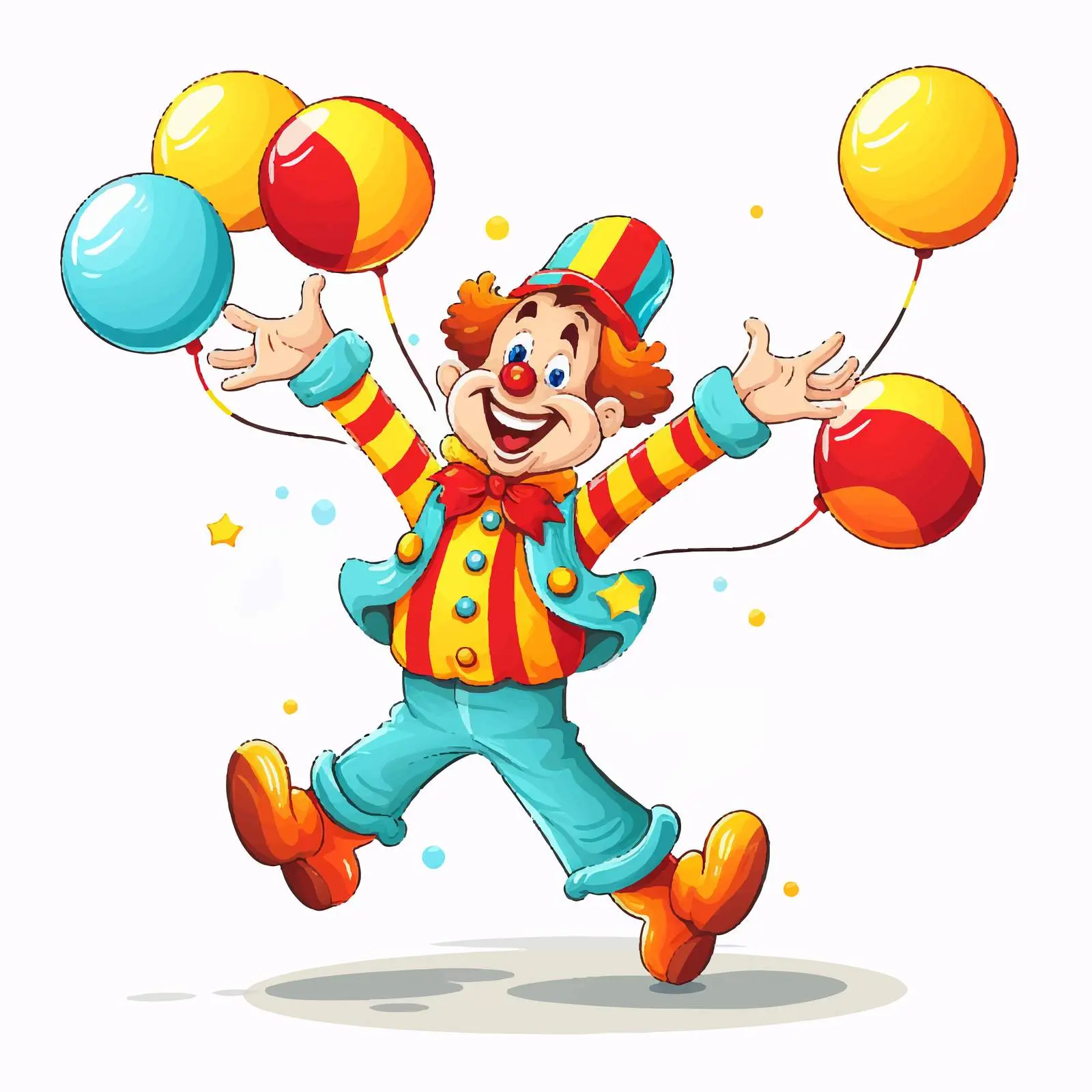 Colorful Clown Juggling Four Balls Vector Illustration – free colorful balls image from Dotvec