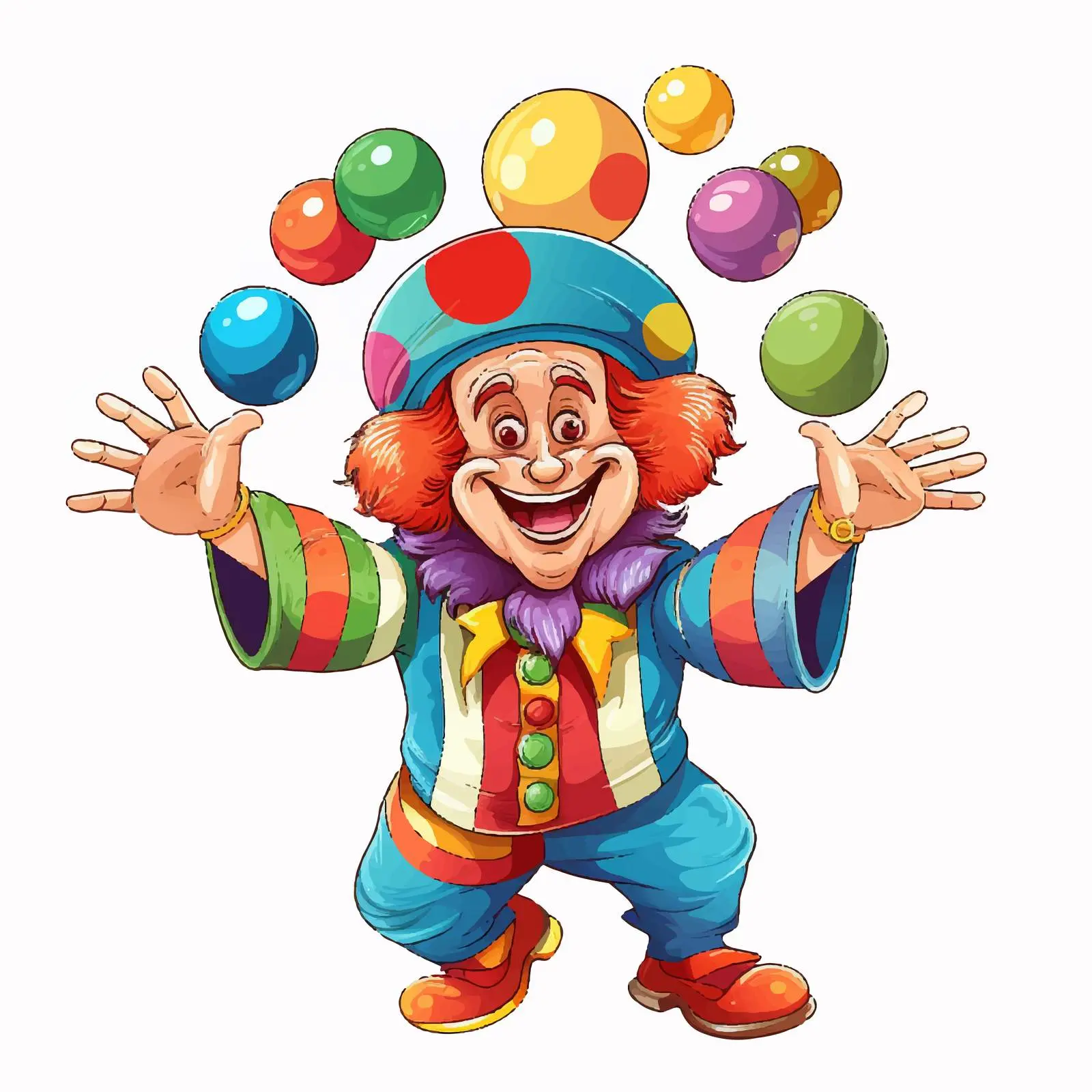 Clown Juggling Colorful Balls Vector Illustration — free download from Dotvec