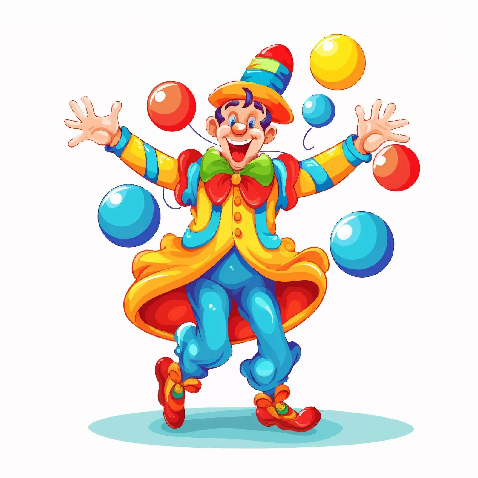 Happy Clown Juggling Colorful Balls Vector Art – free clown face image from Dotvec