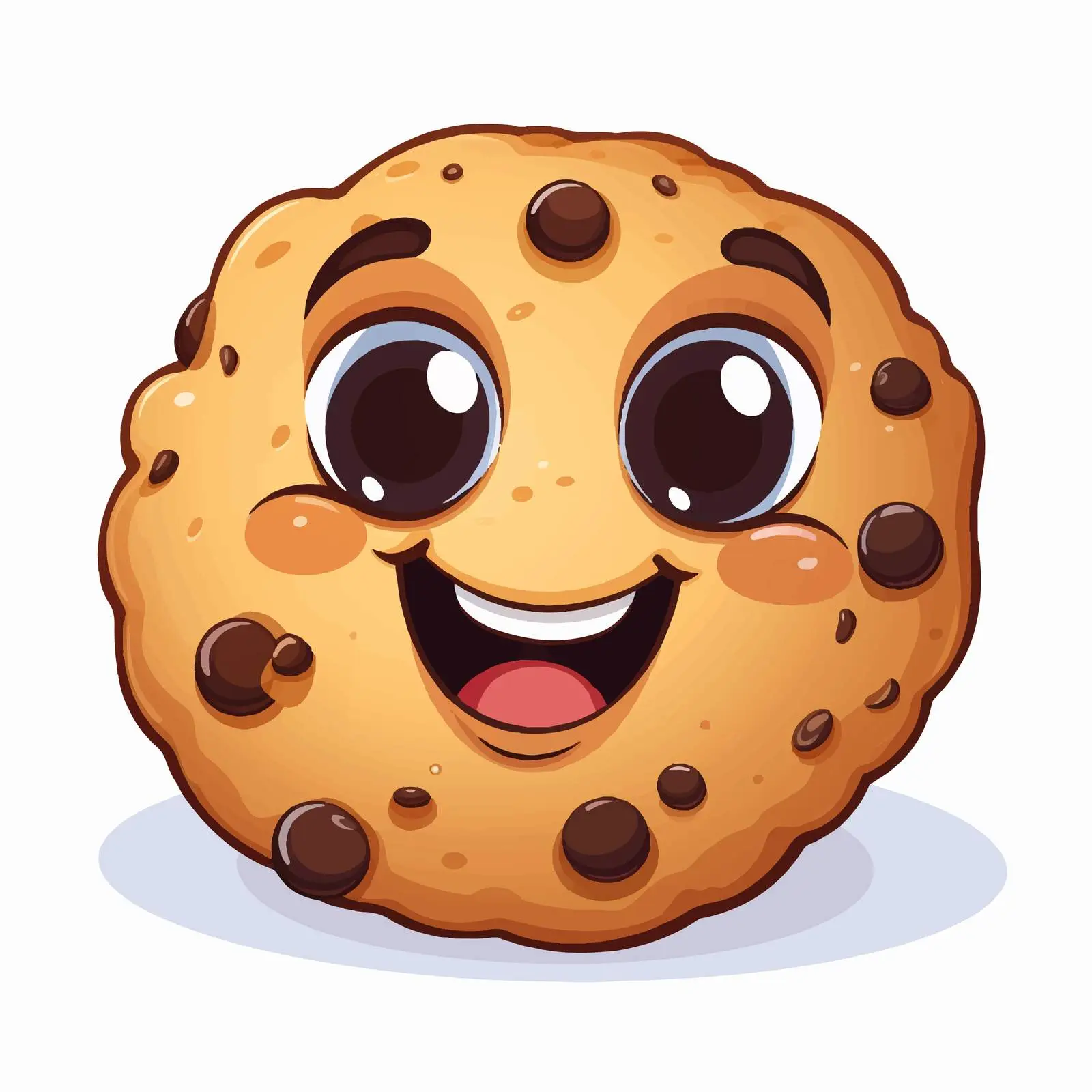Happy Cookie with Chocolate Chips and Smile — free download from Dotvec