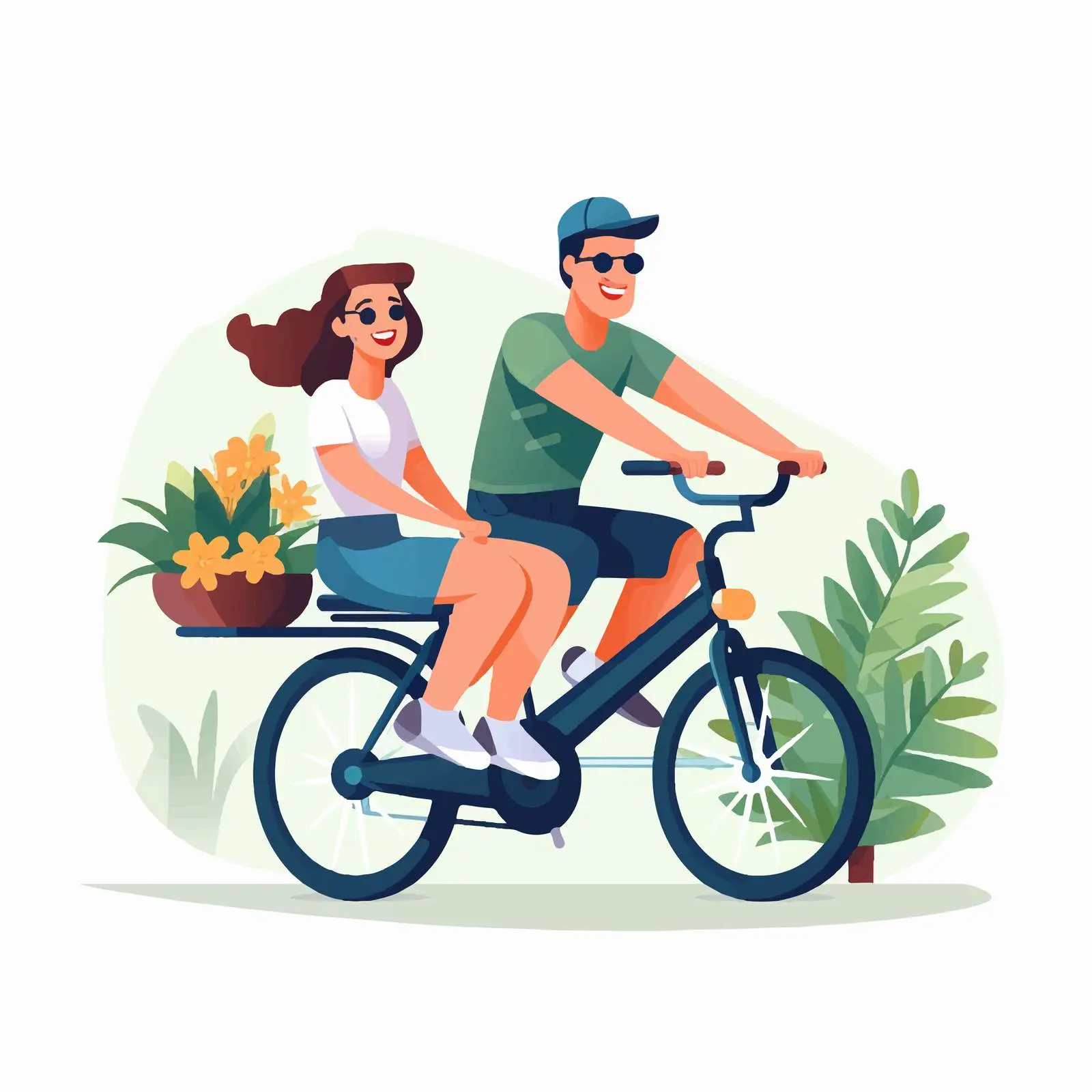 Happy Couple Cycling on Tricycle Together — free download from Dotvec