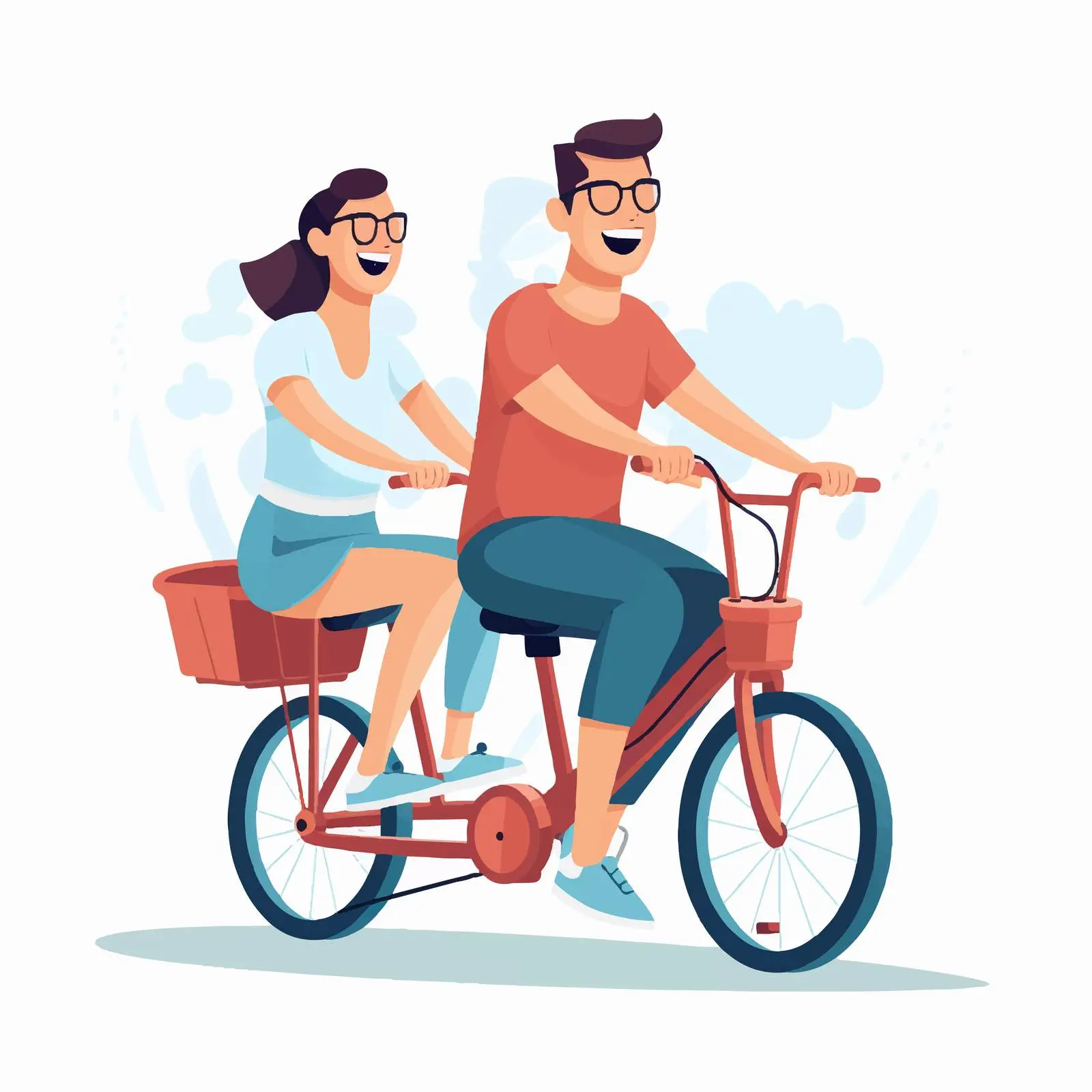 Happy Couple Cycling on a Tricycle — free download from Dotvec