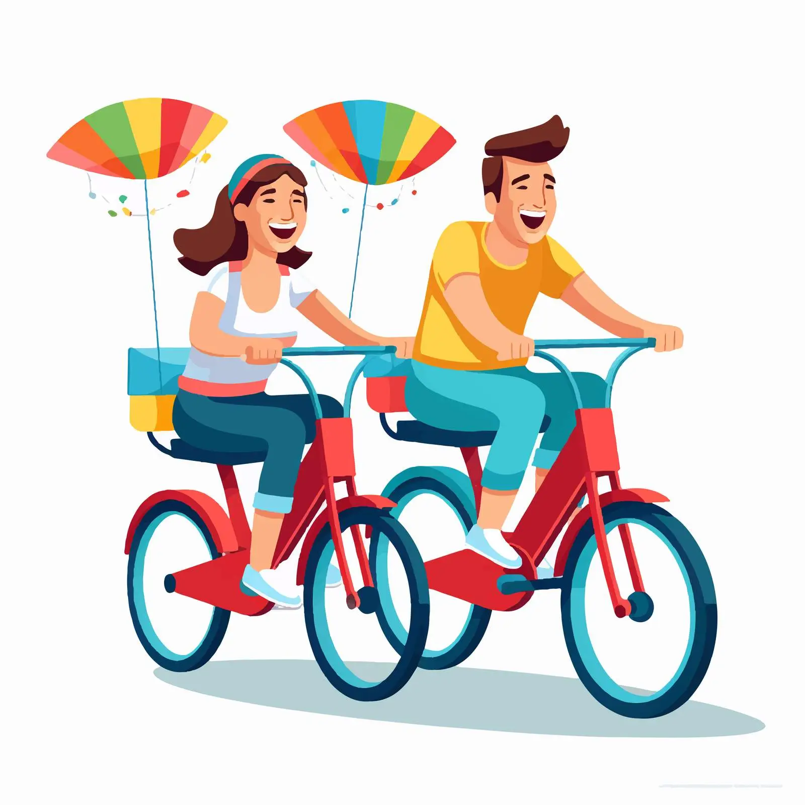 Happy Couple Cycling on Tricycle Together — free download from Dotvec