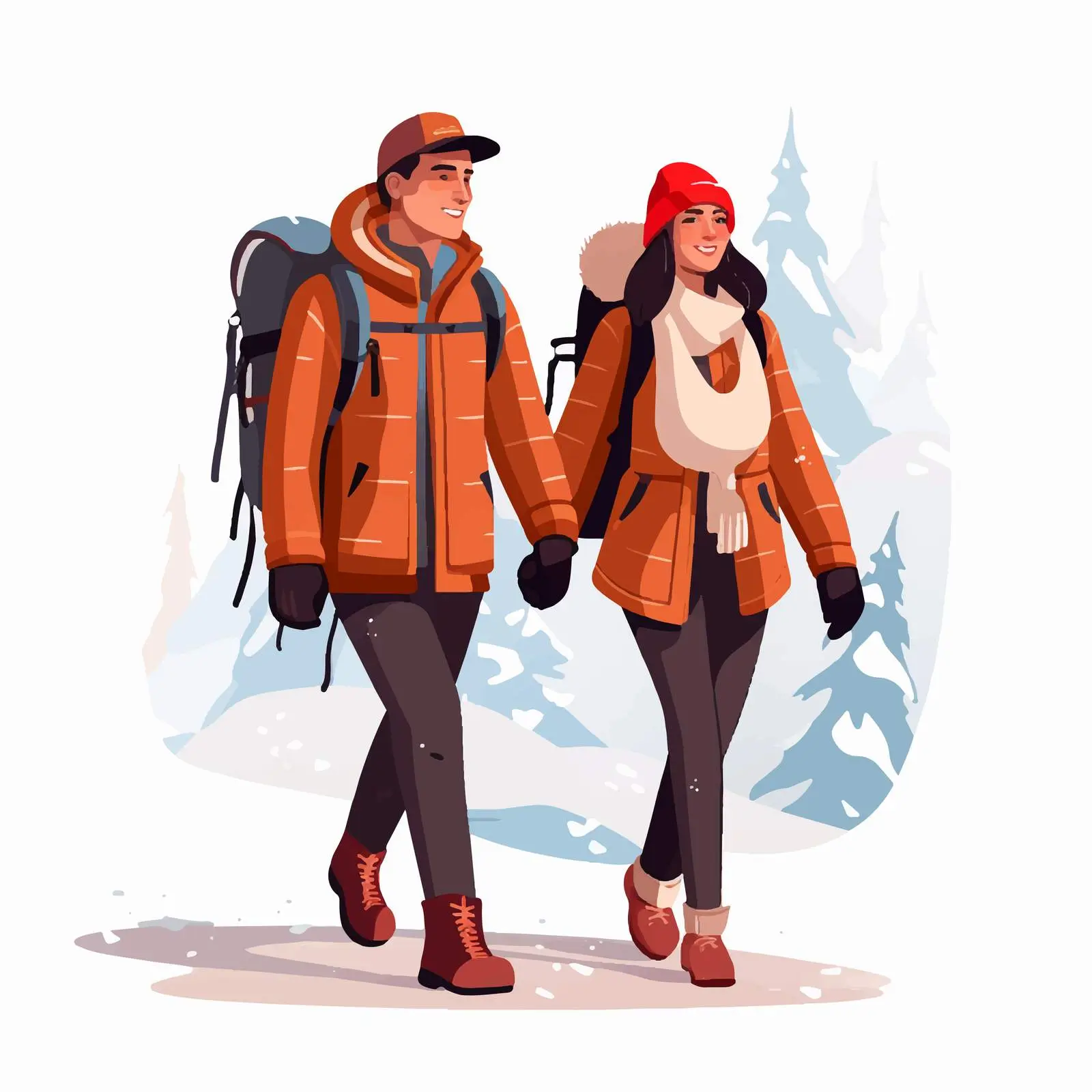 Couple Hiking in Winter Landscape — free download from Dotvec