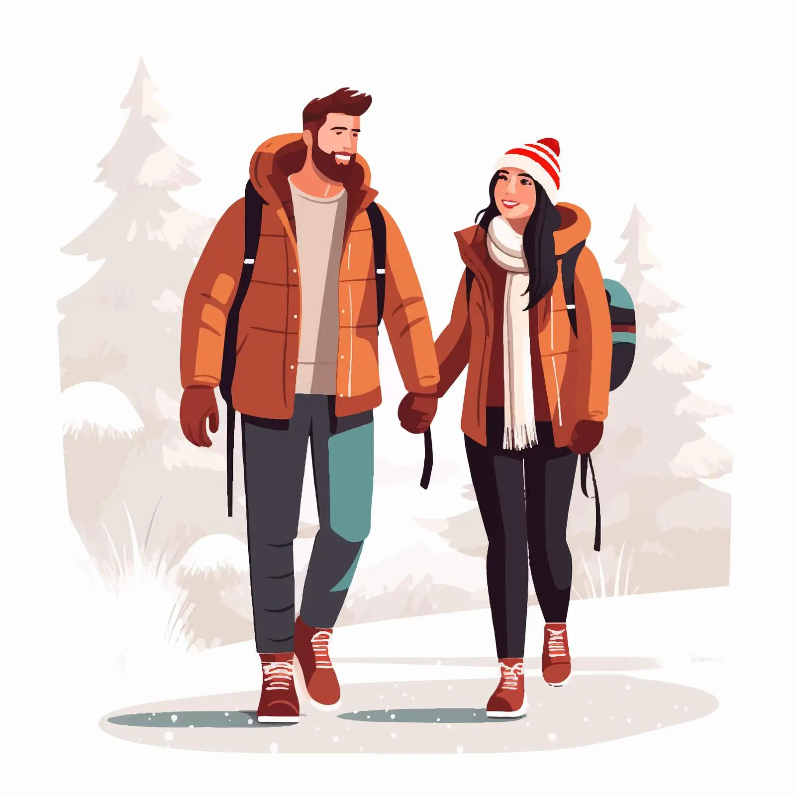 Couple Hiking Together in Winter Wonderland — free download from Dotvec