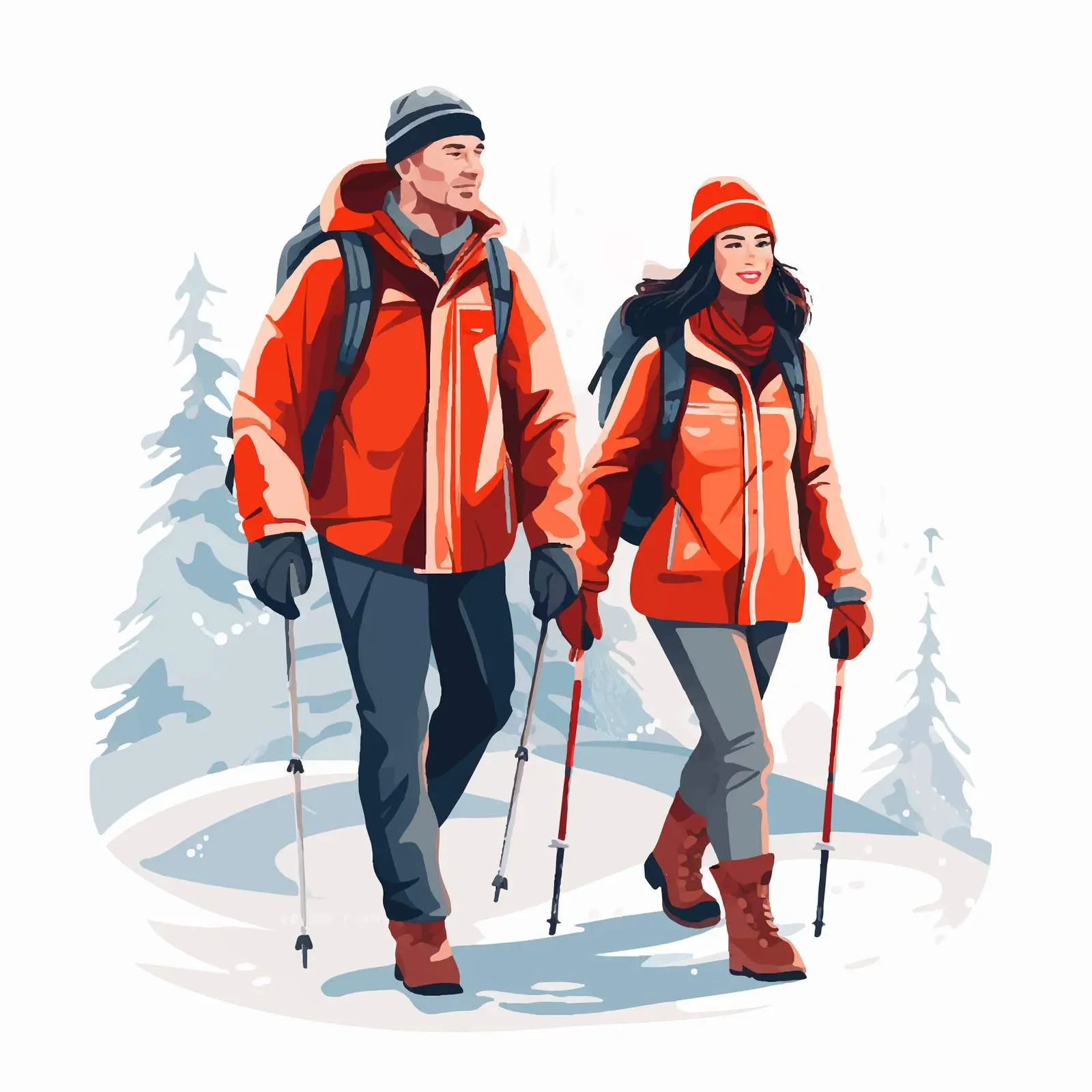 Couple Hiking in Winter Wonderland — free download from Dotvec
