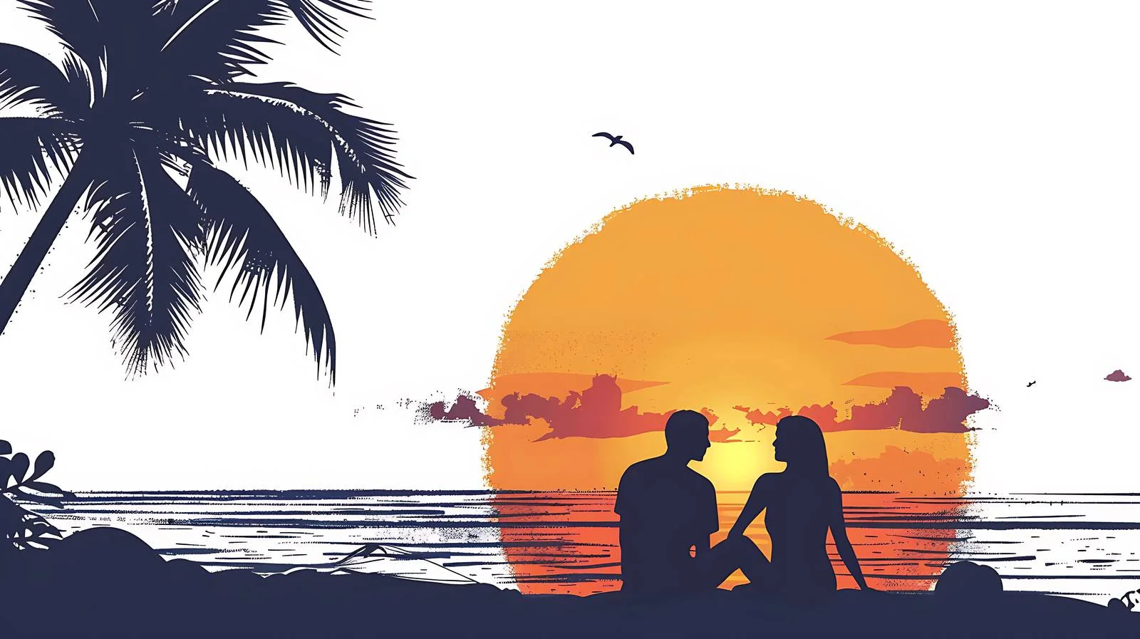 Romantic Beach Seating Couple Image — free download from Dotvec
