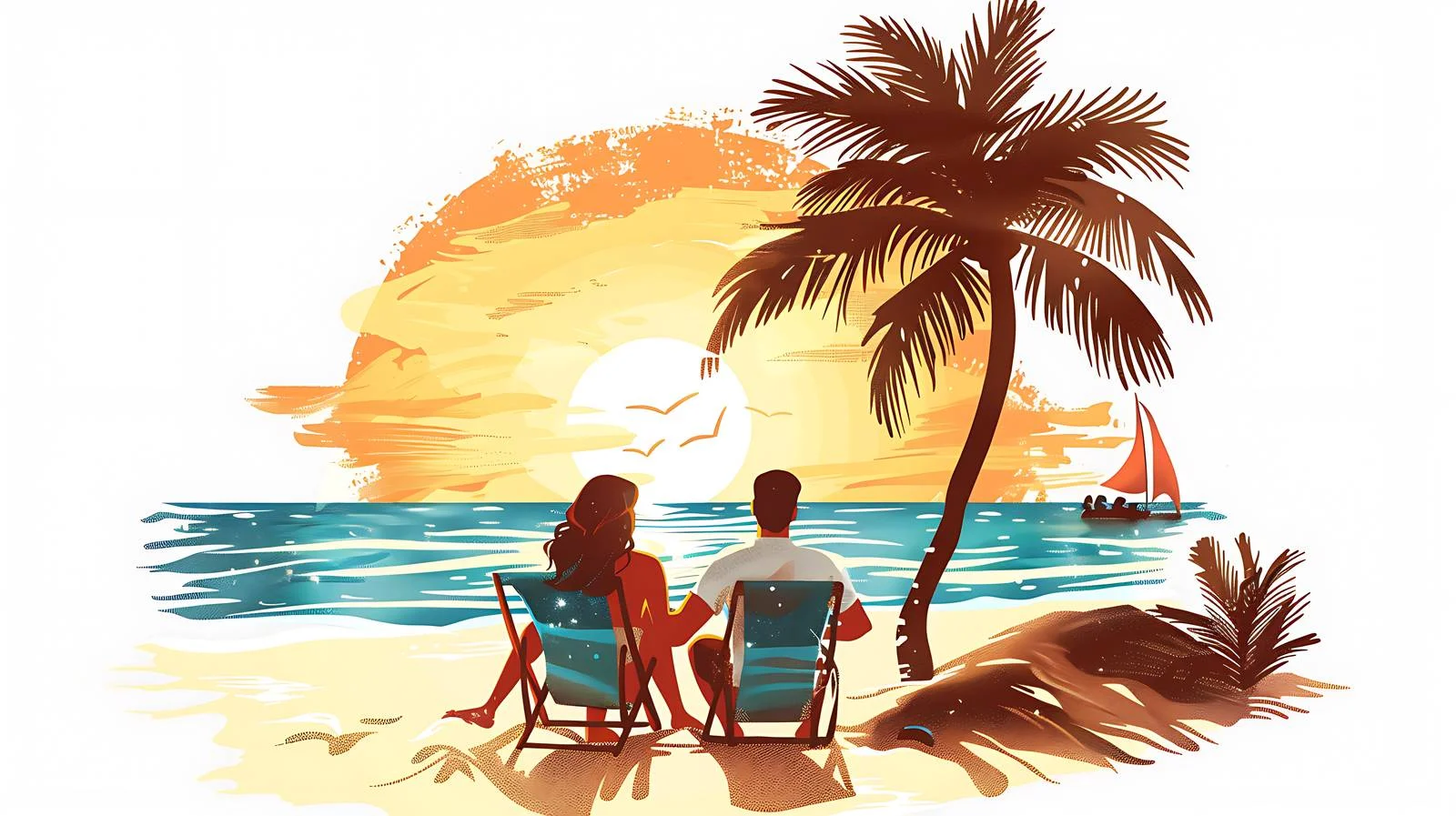 Romantic Beach Seating Couple — free download from Dotvec