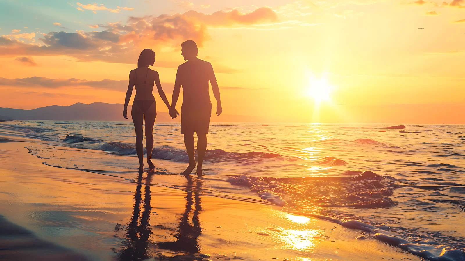 Romantic Sunset Beach Couple — free download from Dotvec