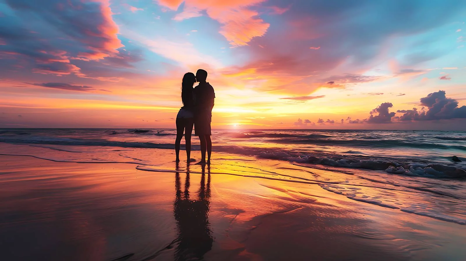 Romantic Sunset Beach Couple — free download from Dotvec