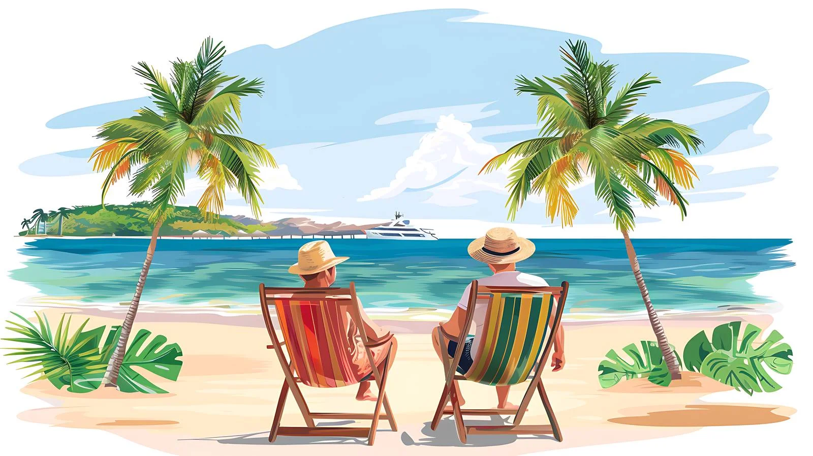 Serene Beachside Couple Relaxing in Chairs — free download from Dotvec