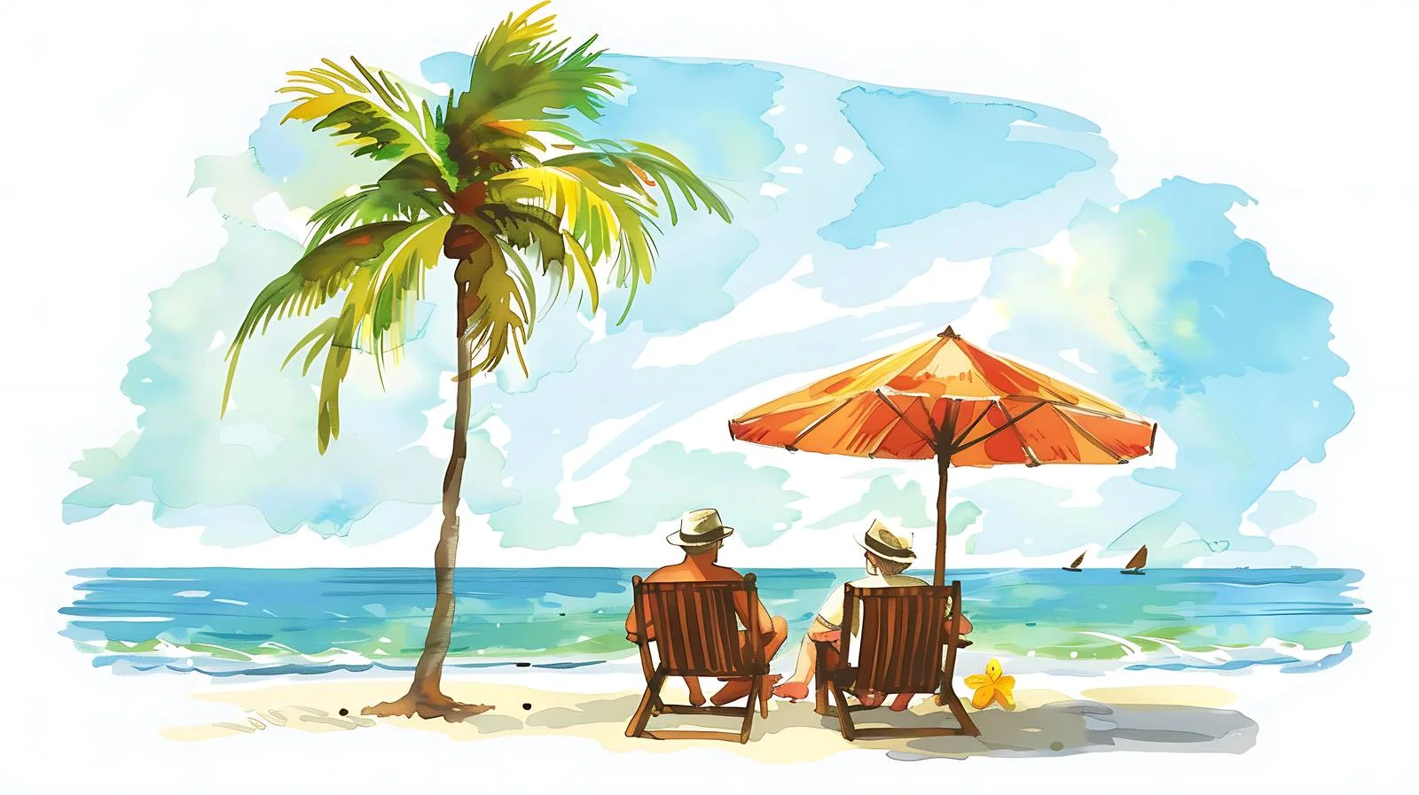 Romantic Couple Relaxing Under Parasol — free download from Dotvec