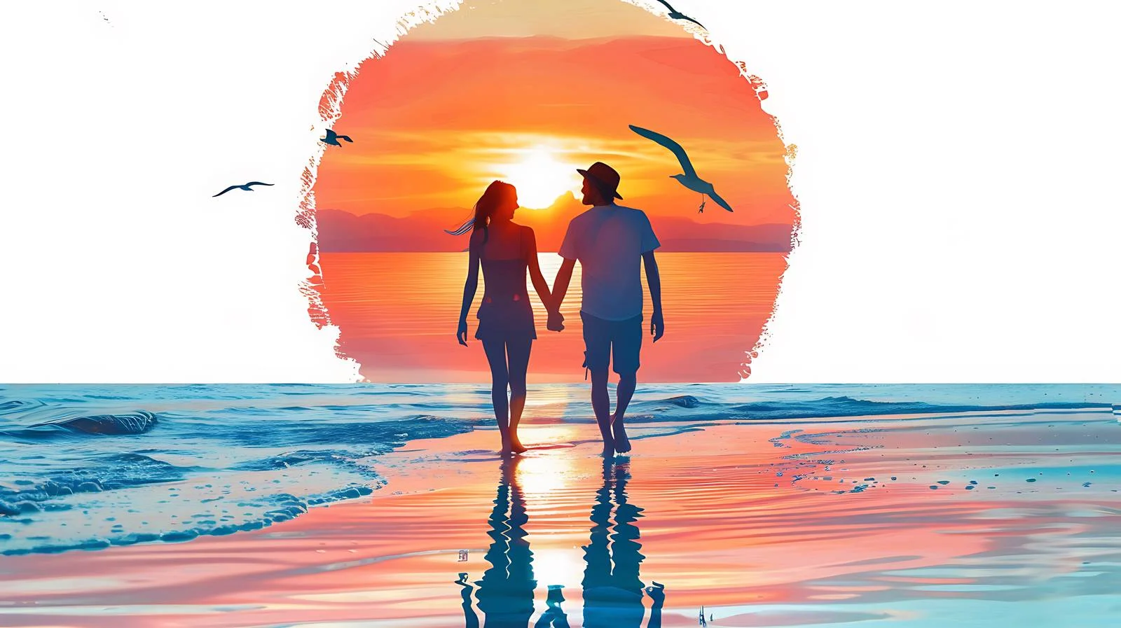 Romantic Beach Sunset Stroll — free download from Dotvec
