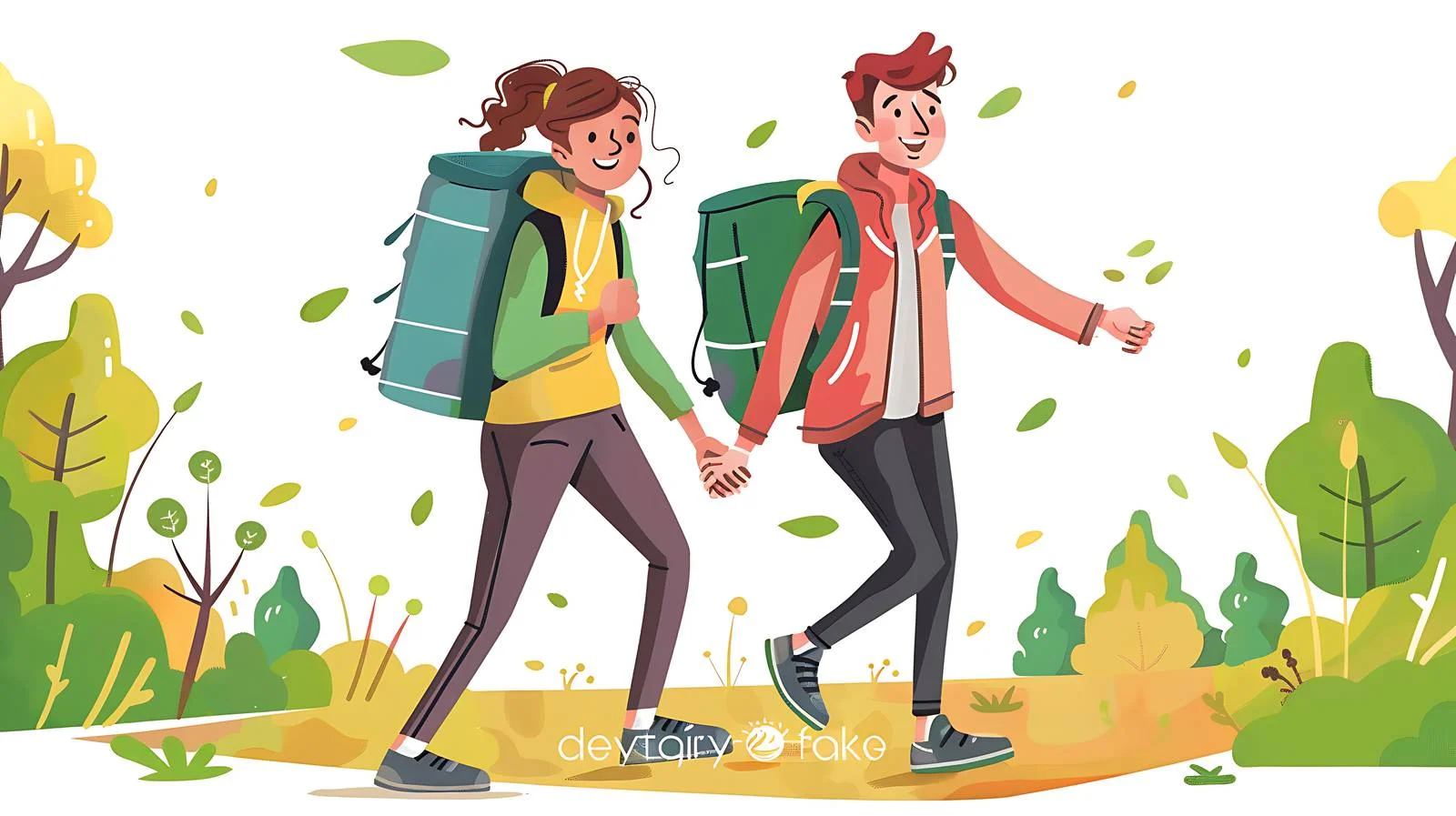 Couple Plogging in Isolated Forest Setting — free download from Dotvec