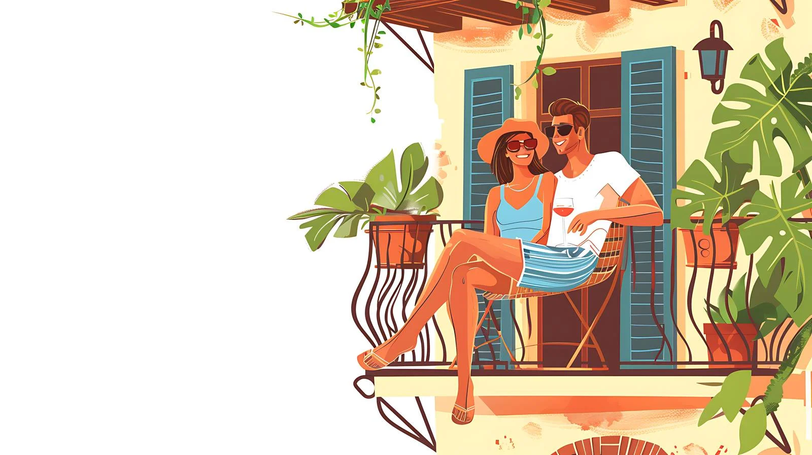 Serene Couple on White Balcony — free download from Dotvec