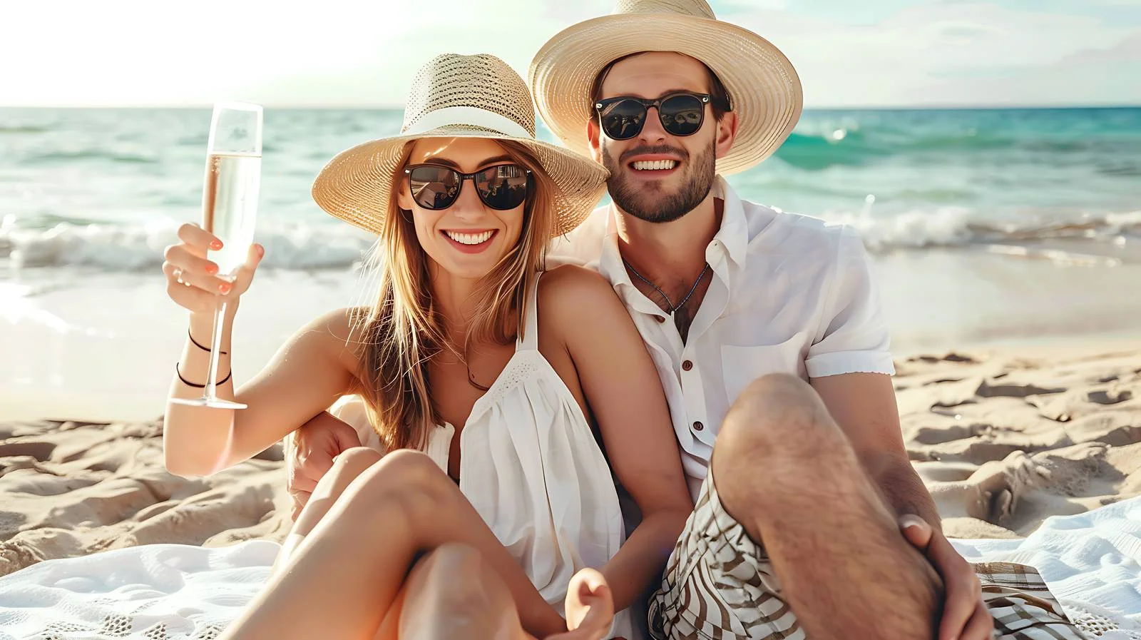 Romantic Beach Champagne Toast — free download from Dotvec