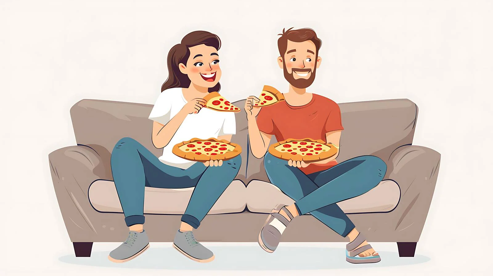 Relaxing Couple Enjoying Pizza Together — free download from Dotvec