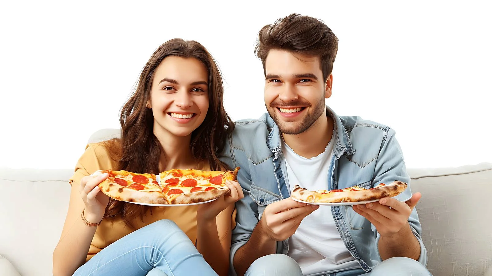 Joyful Couple Enjoying Pizza Together — free download from Dotvec