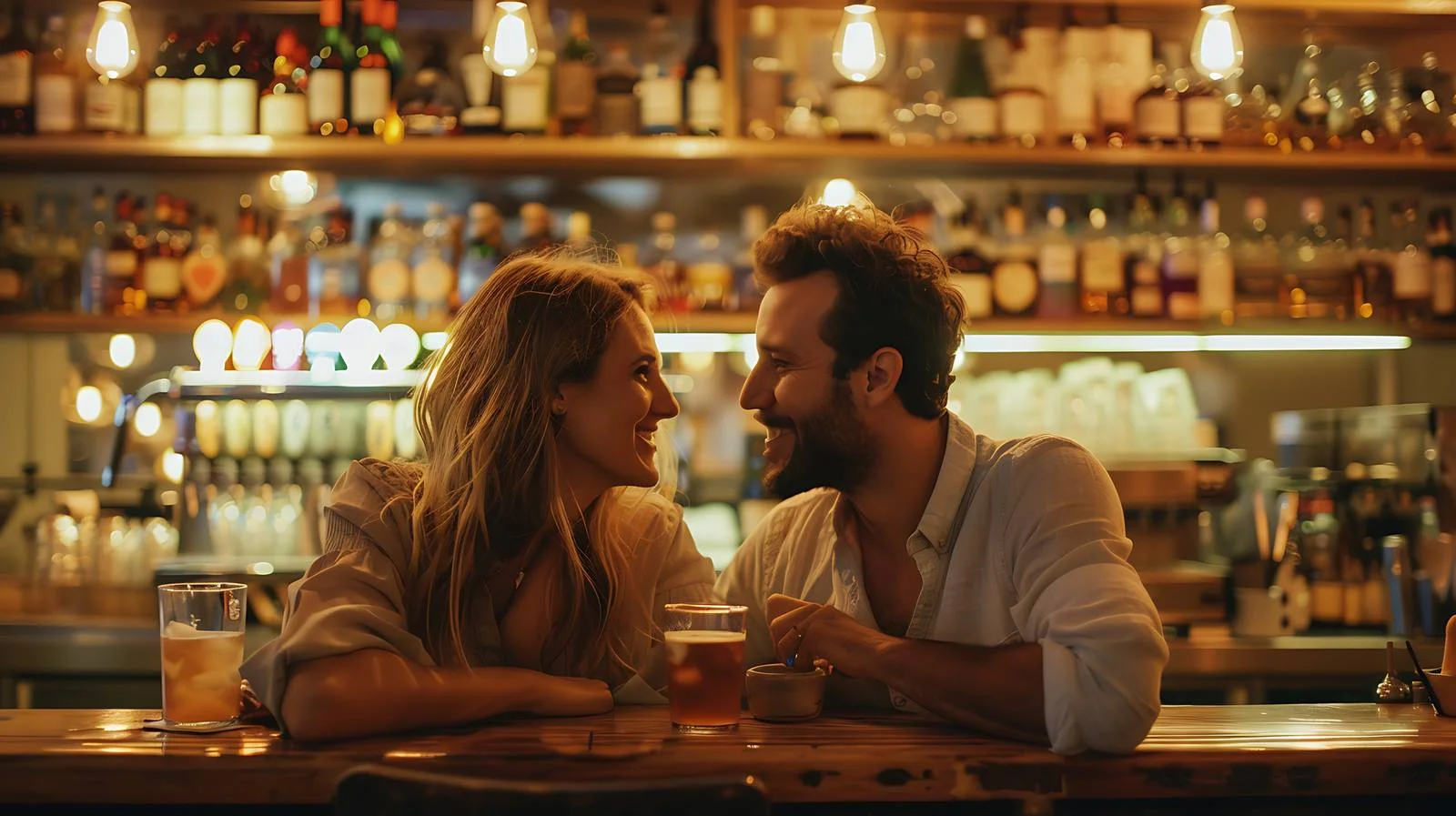 Cheerful couple enjoying social time at bar — free download from Dotvec