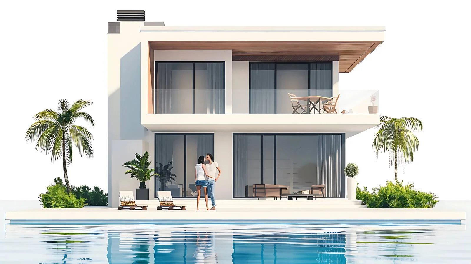 Luxury Beach House Couple Portrait — free download from Dotvec