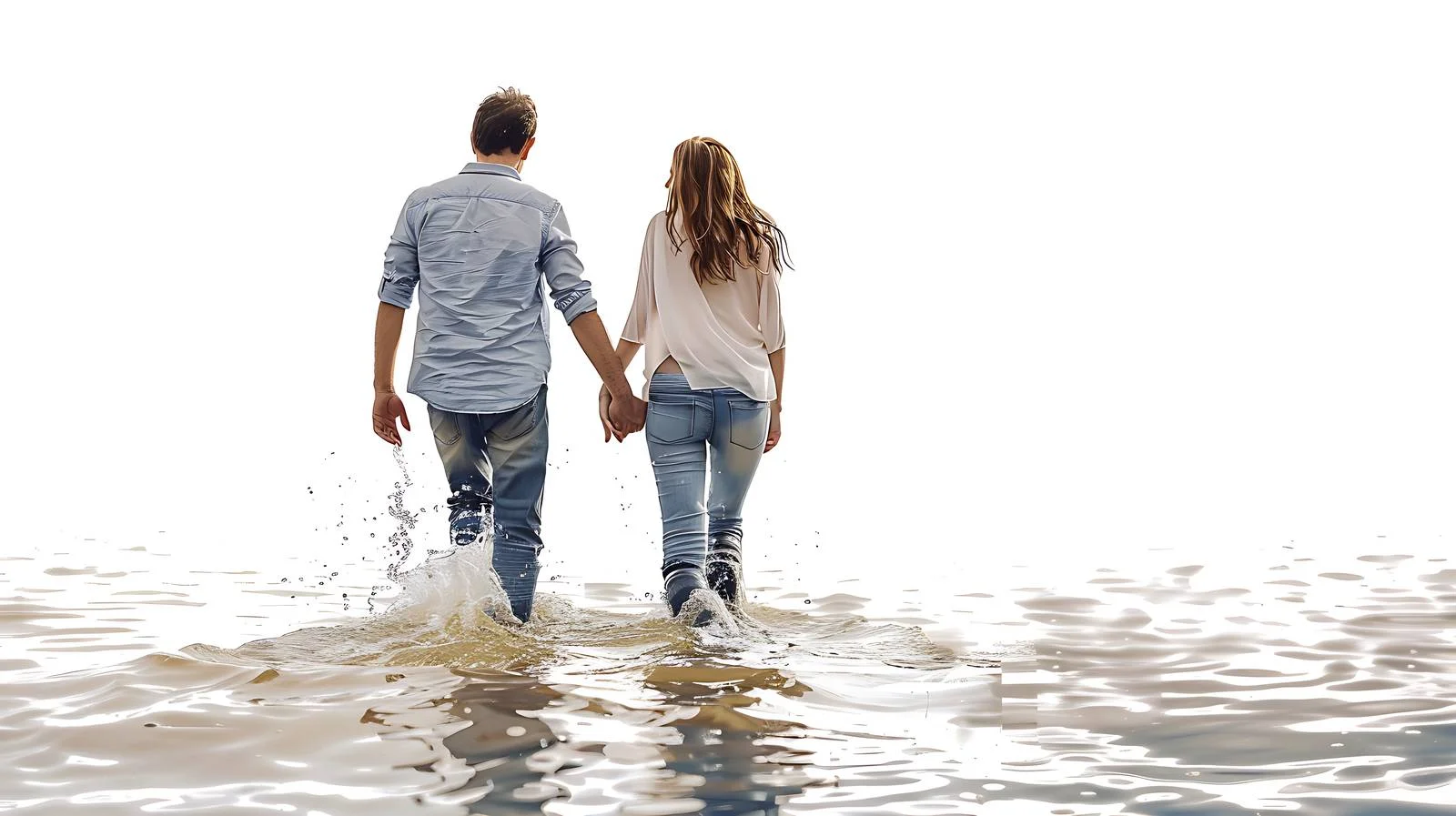 Romantic River Wading Couple — free download from Dotvec