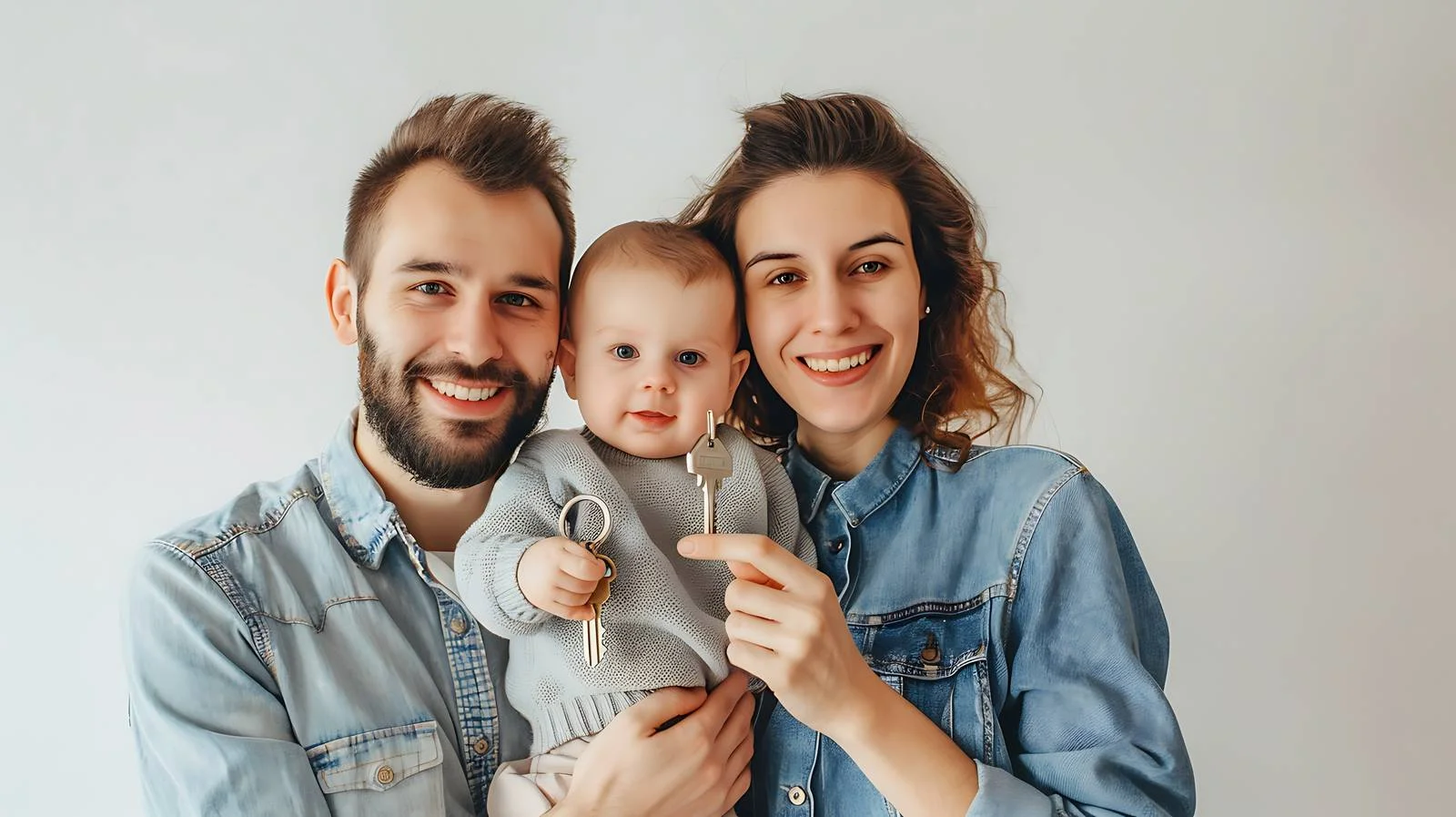 Young Family Holding House Key Isolated — free download from Dotvec