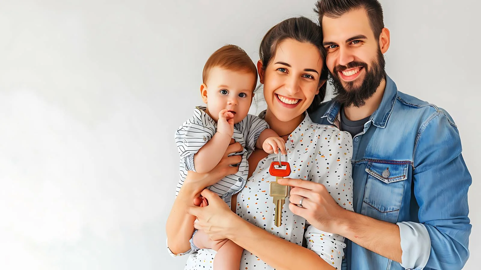 Happy Family with House Key Isolated — free download from Dotvec