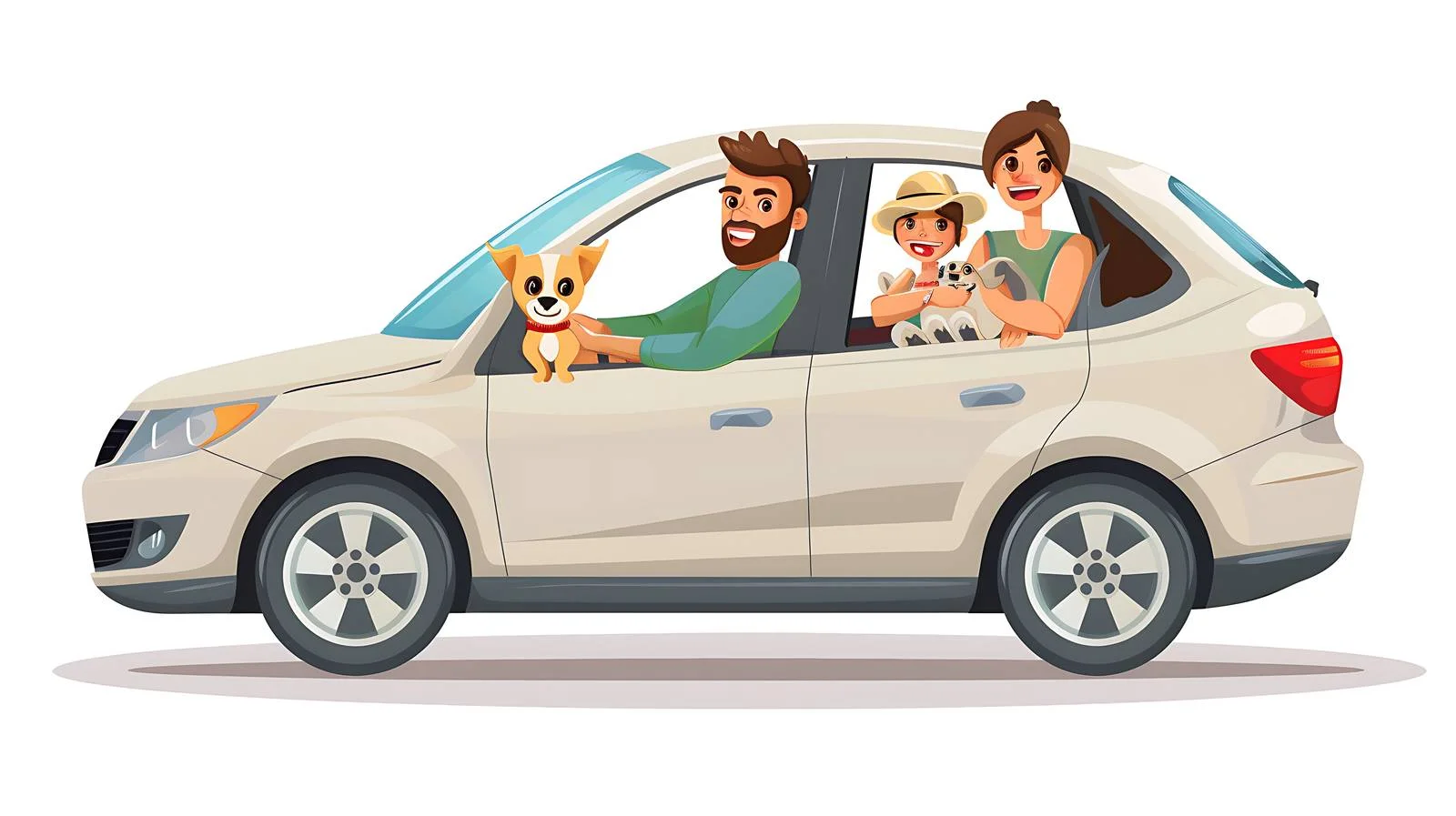 Happy Couple with Small Dog in Car — free download from Dotvec