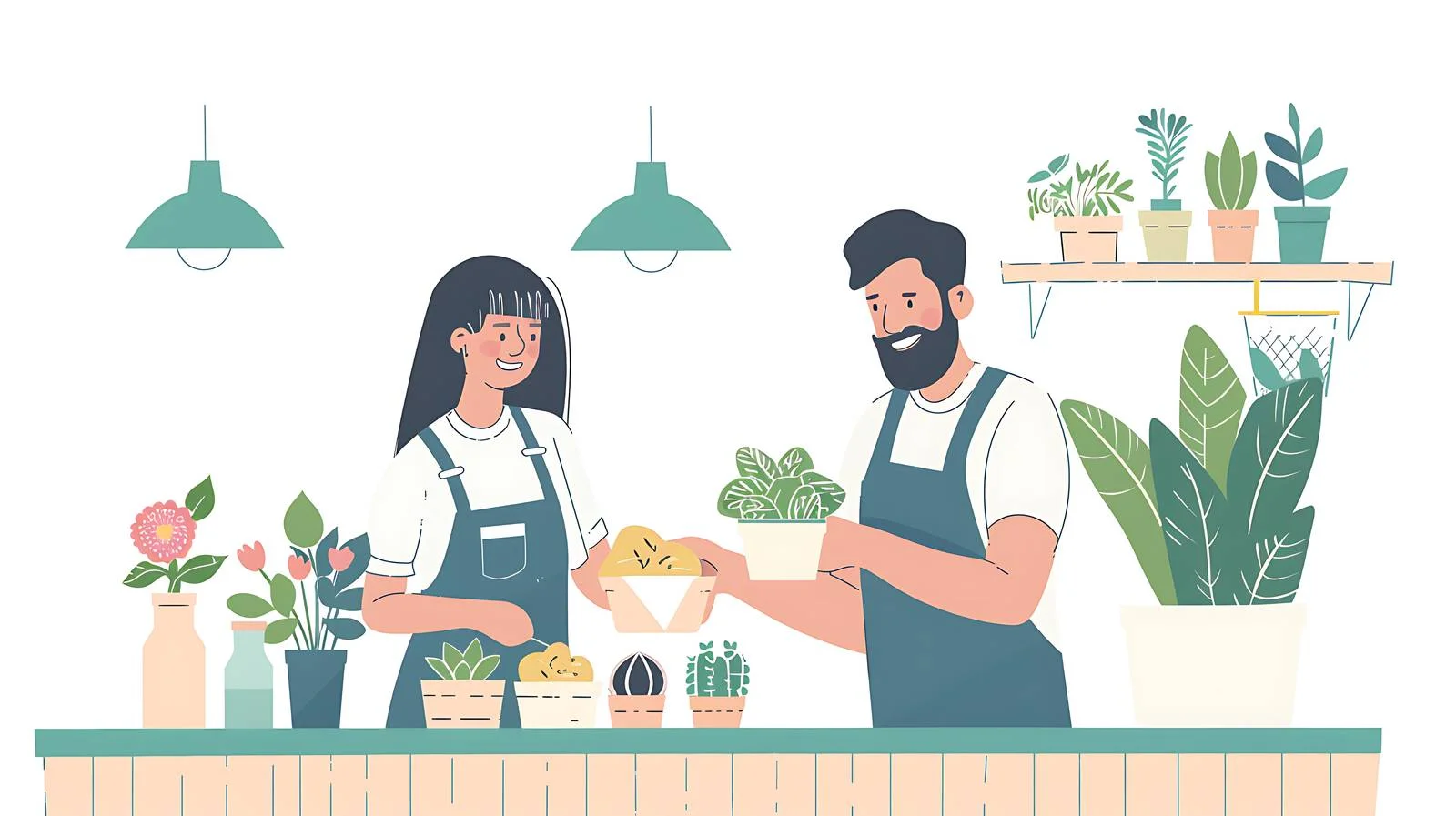 Happy Customer and Shop Assistant Interaction — free download from Dotvec